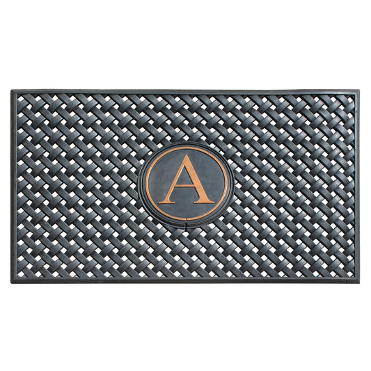 personalized rubber door mat with monogram letter A