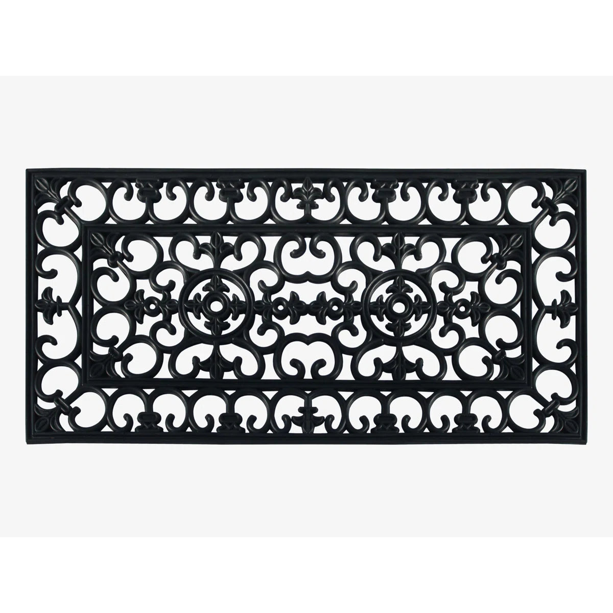 A1HC 100% Rubber Outdoor Doormat, Elegant Scrollwork, 24"x48", All-Weather, Slip-Resistant, Mats for Entryways