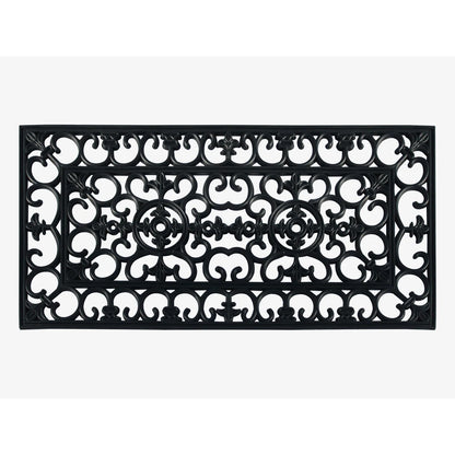 A1HC 100% Rubber Outdoor Doormat, Elegant Scrollwork, 24"x48", All-Weather, Slip-Resistant, Mats for Entryways