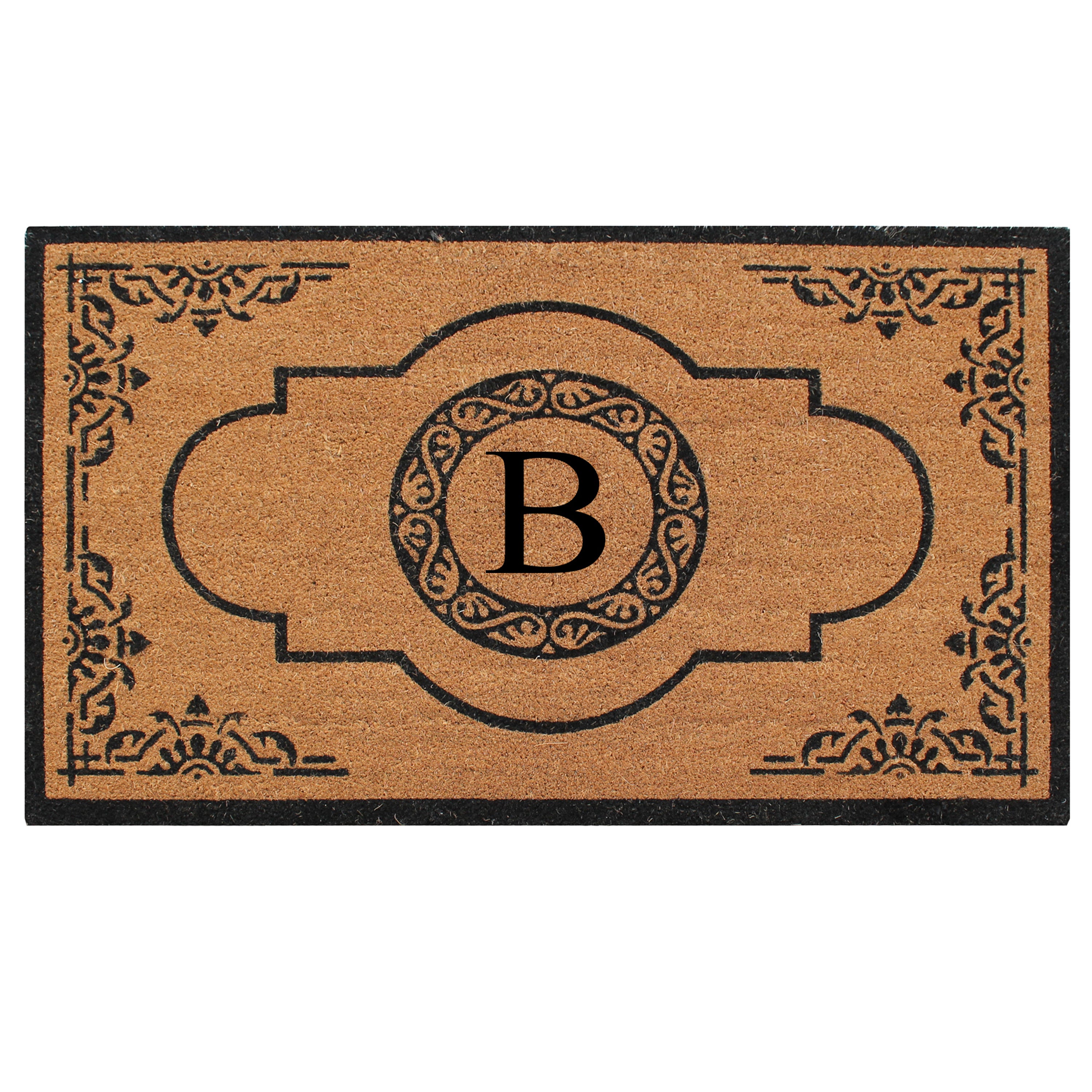 A1HC Personalized Monogram Coir Door Mat – Front Door Mat with Decorative Frame Design, PVC Backing Outdoor Entryway Doormat
