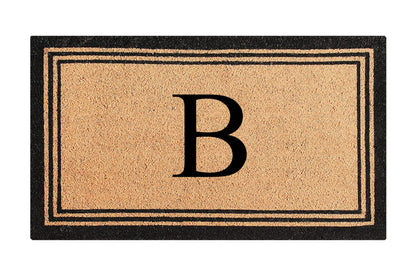 A1HC Personalized Monogram Coir Door Mat – Front Door Mat with Border Design, PVC Backing Outdoor Entryway Doormat