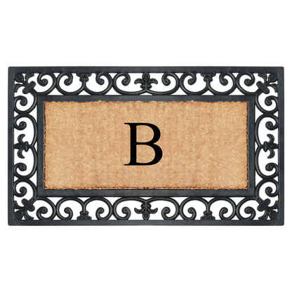 A1HC Natural Rubber & Coir 18x30, Monogrammed Doormat For Outdoor Entrance, Anti-Shed Treated Mat