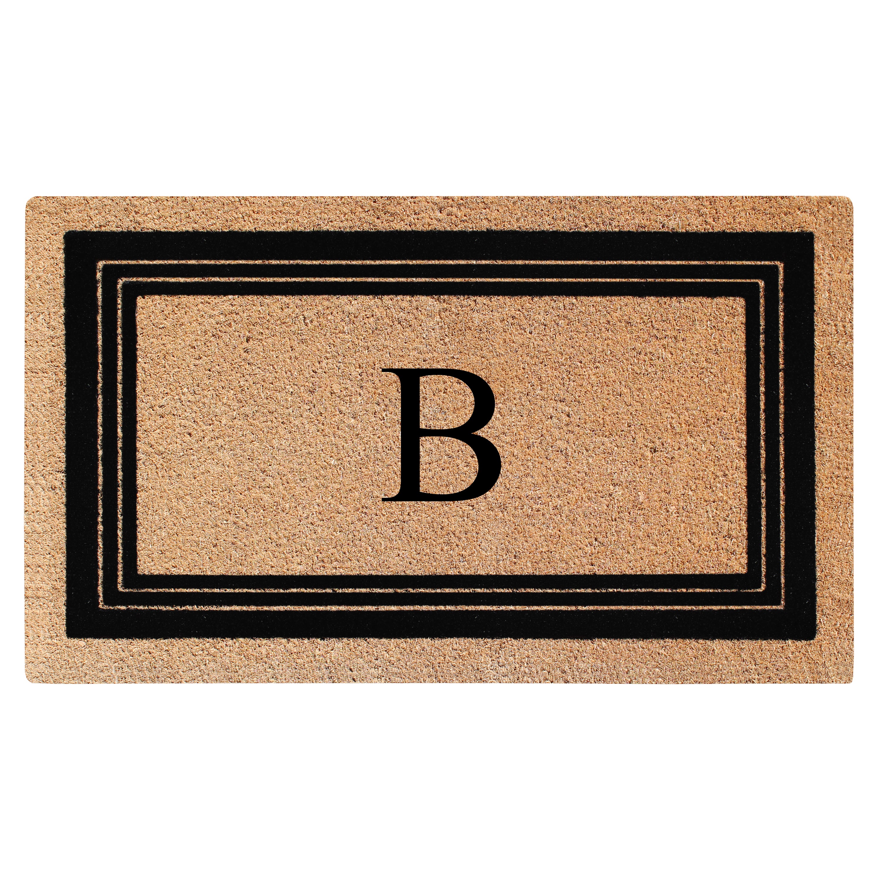 A1HC Personalized Monogrammed Coir Doormat 24" x 39" – Classic Border Coco Fiber Outdoor Front Door Mat