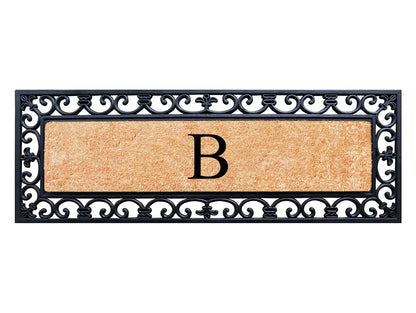 A1HC Rubber Coir Doormat For Outdoor Entrance, Anti-Shed Treated Front Door Mat 18x48, Monogrammed