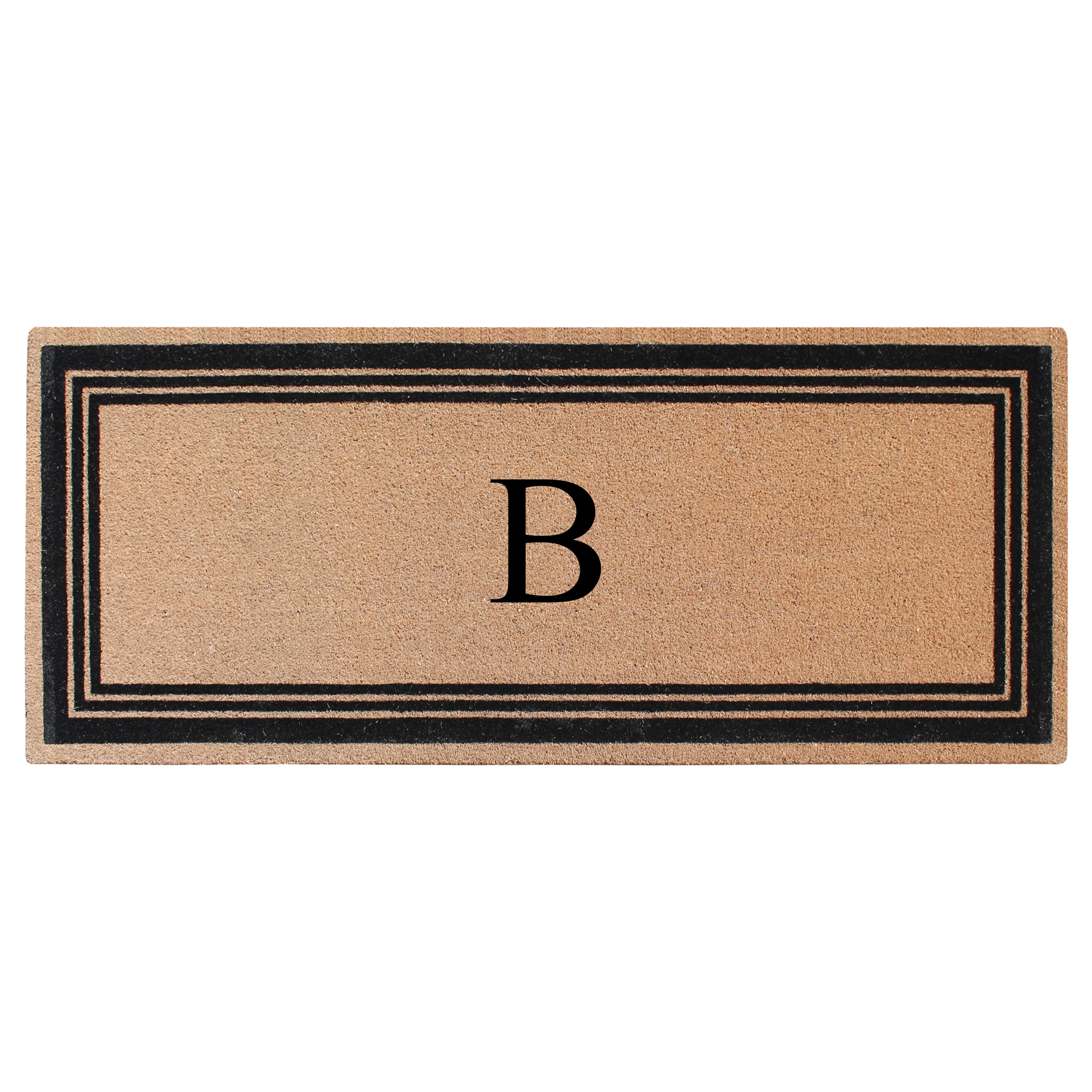 A1HC Personalized Monogrammed Coir Doormat – Classic Border Coco Fiber Outdoor Front Door Mat