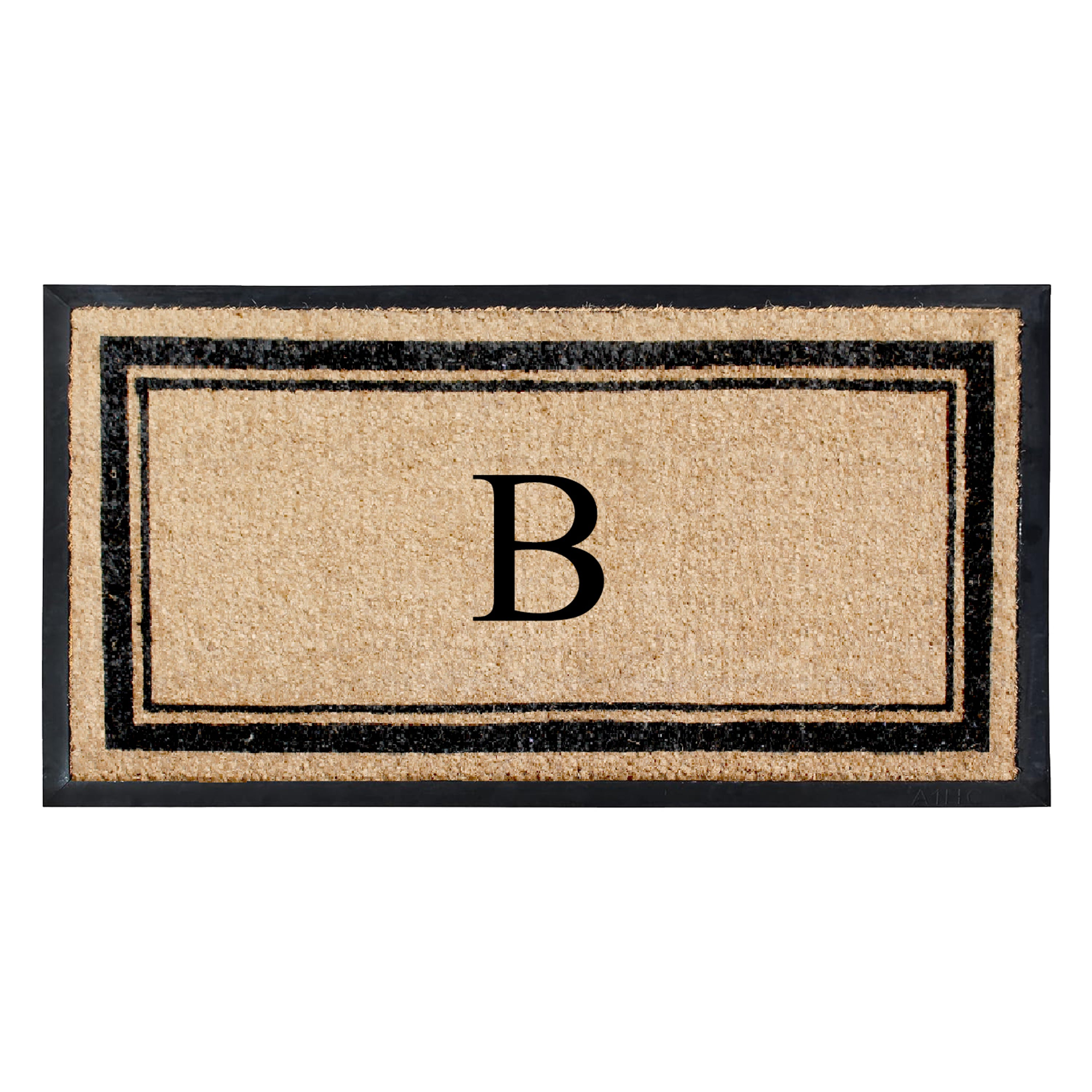 A1HC Luxury Monogrammed Natural Coir Doormat with Heavy-Duty Rubber Border