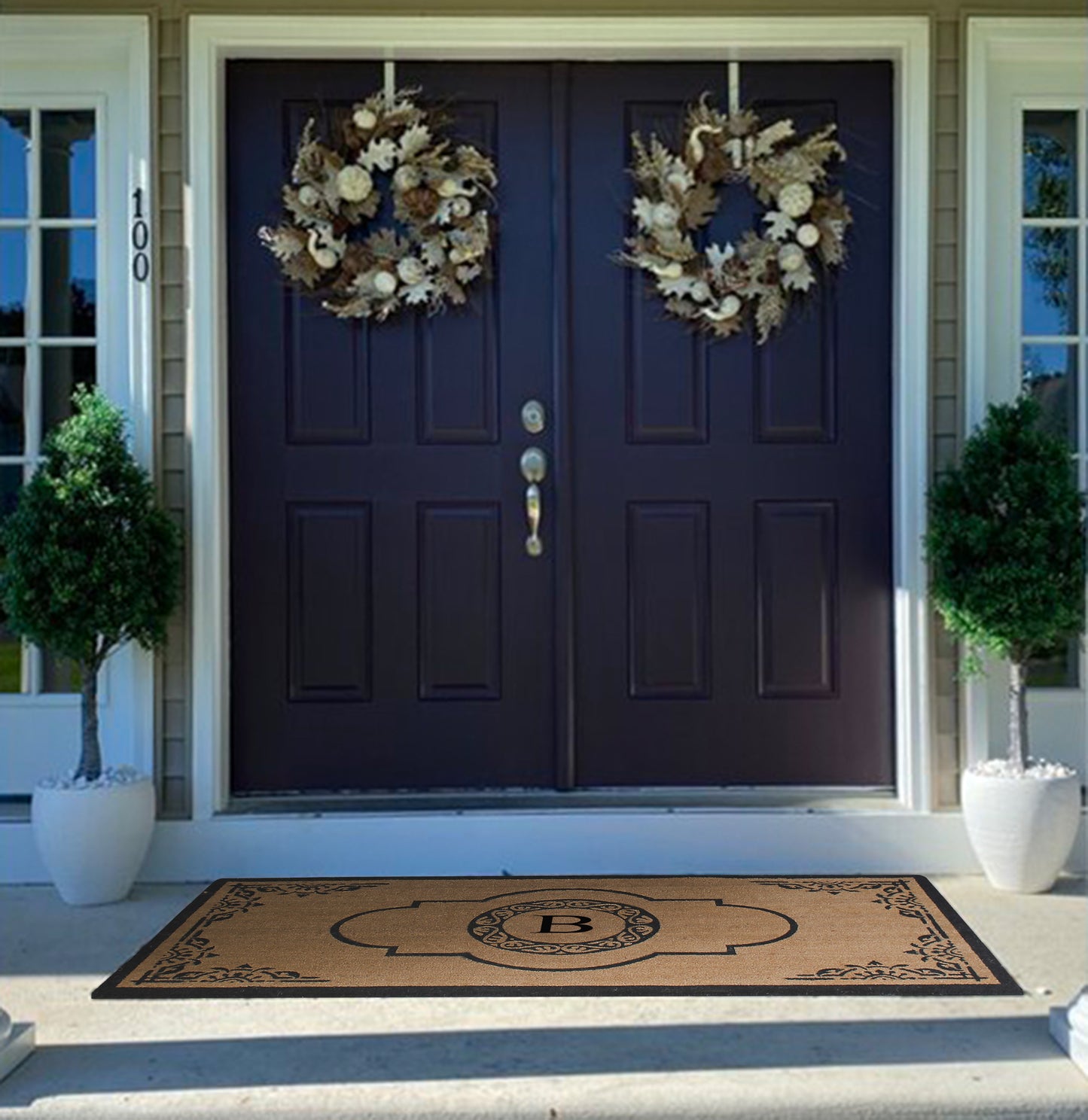 A1HC Natural Coir Durable Anti-Shed Treated Outdoor Entrance Monogrammed Doormat