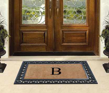 A1HC Natural Rubber & Coir 30x48, Monogrammed Doormat For Outdoor Entrance, Anti-Shed Treated Mat