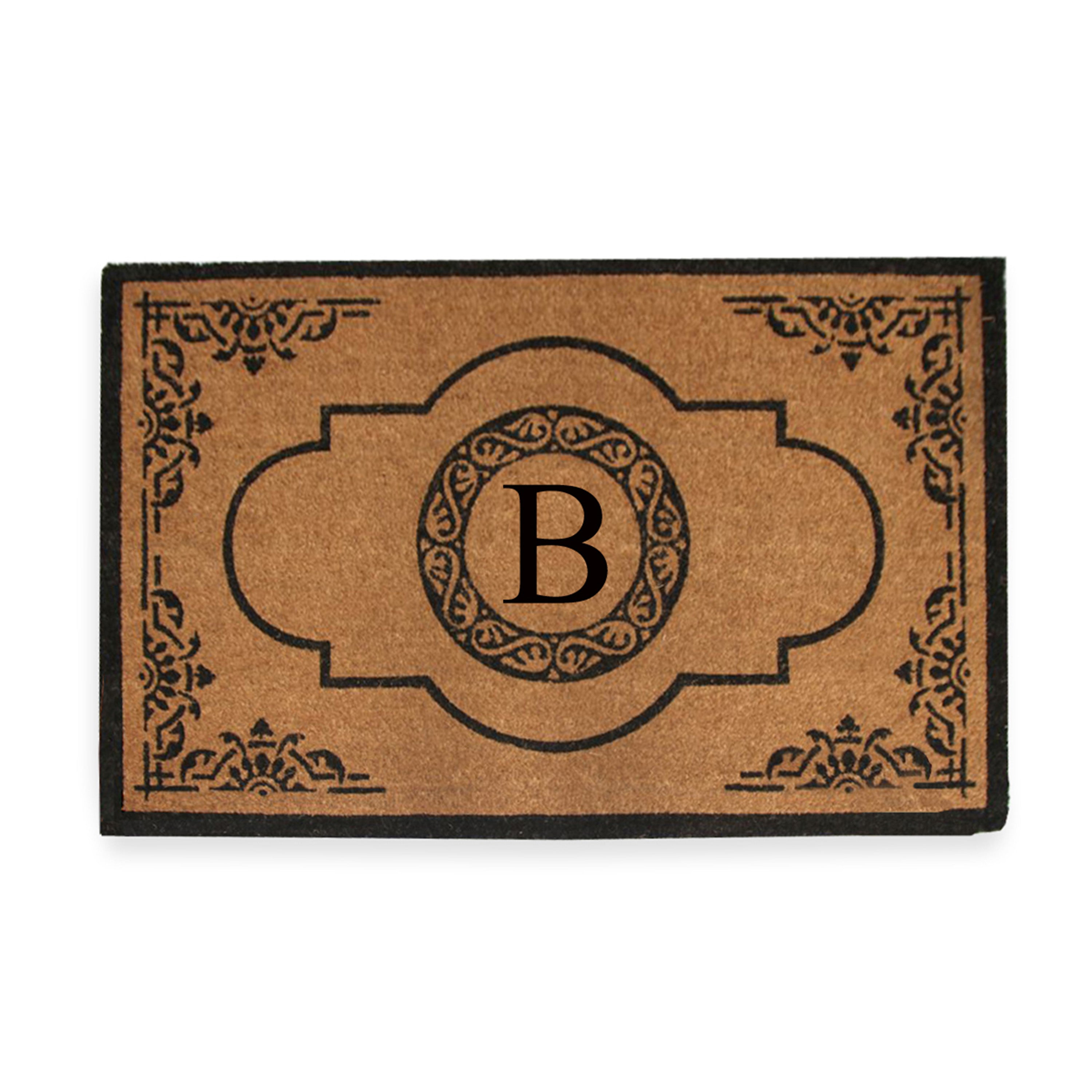 A1HC Personalized Monogram Coir Door Mat – Front Door Mat with Decorative Frame Design, PVC Backing Outdoor Entryway Doormat