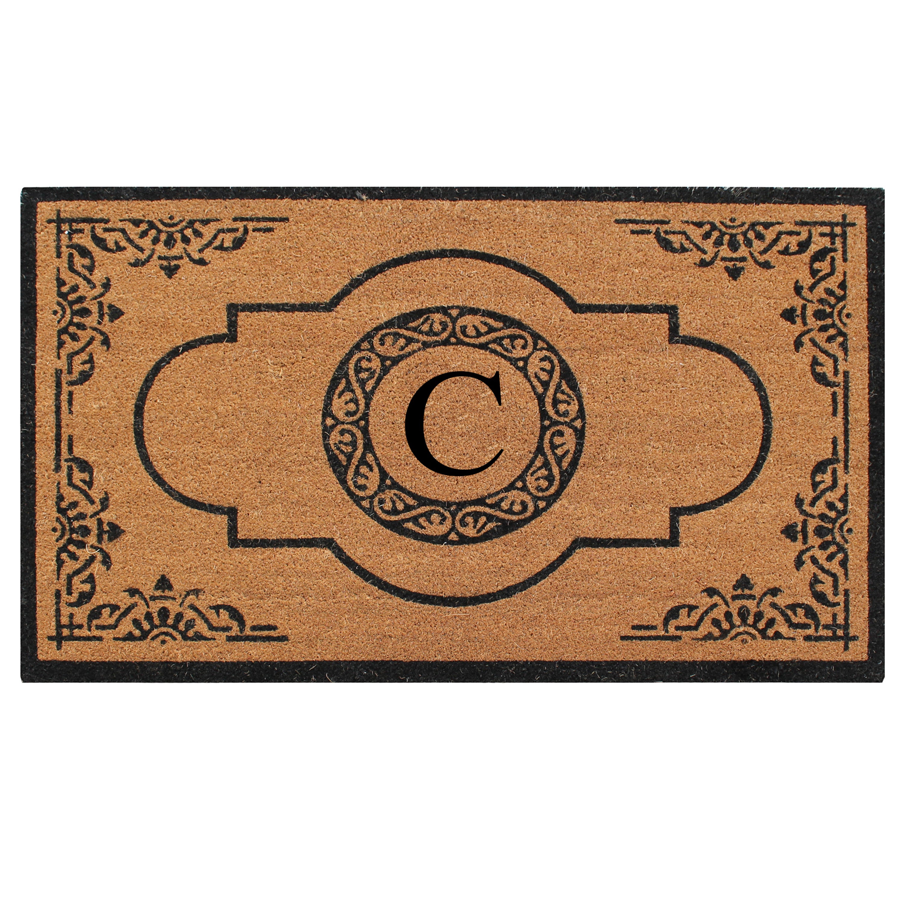A1HC Personalized Monogram Coir Door Mat – Front Door Mat with Decorative Frame Design, PVC Backing Outdoor Entryway Doormat