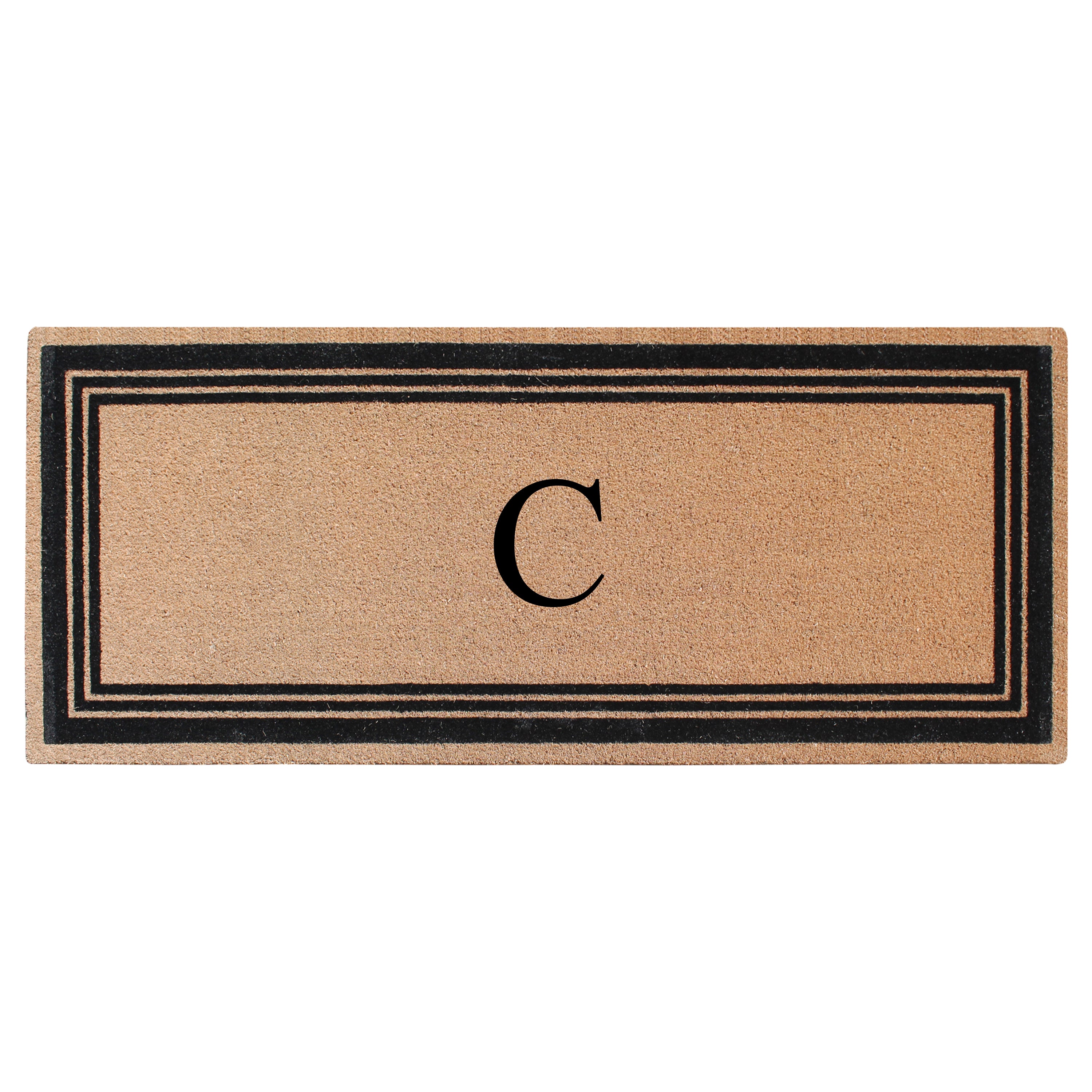 A1HC Personalized Monogrammed Coir Doormat – Classic Border Coco Fiber Outdoor Front Door Mat