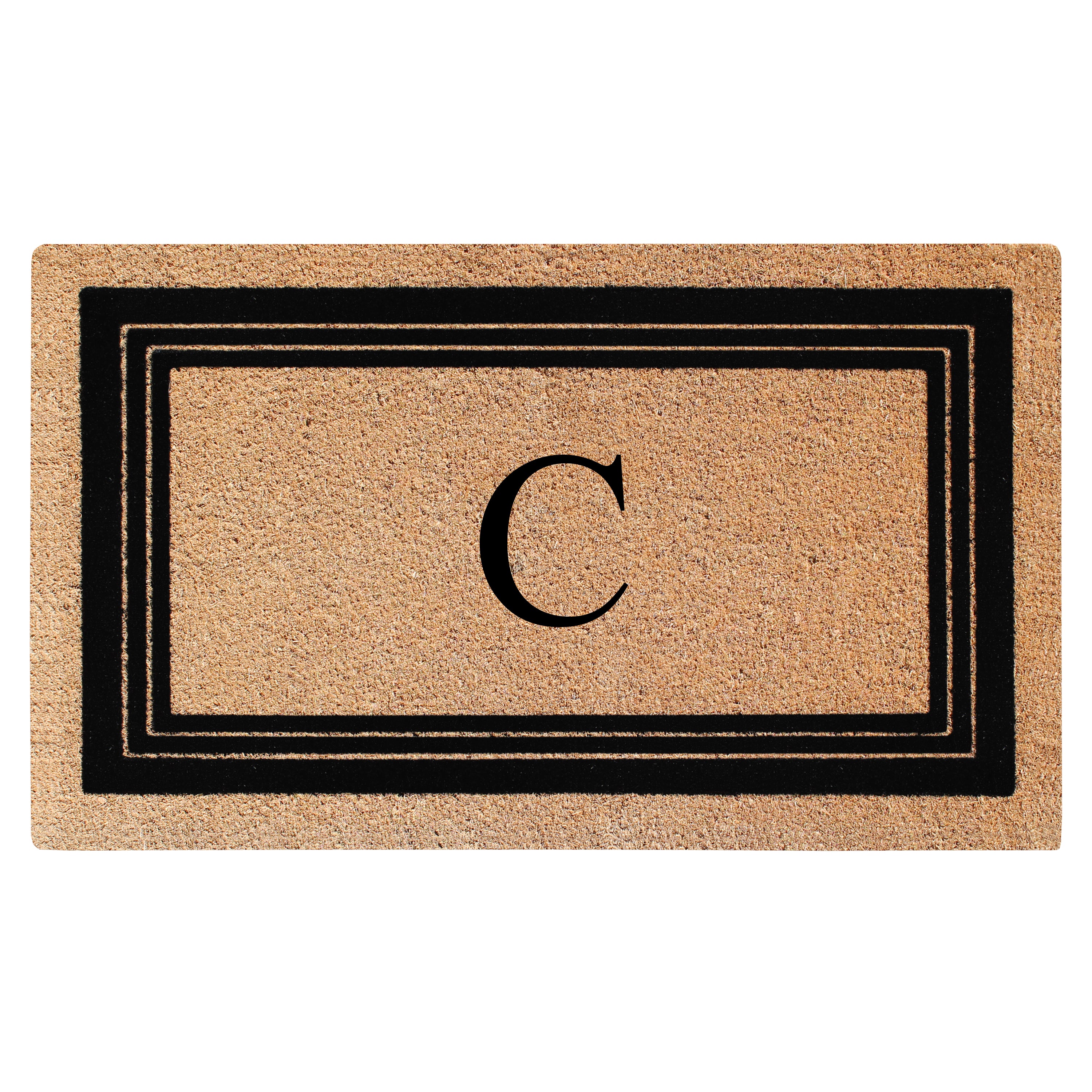 A1HC Personalized Monogrammed Coir Doormat 24" x 39" – Classic Border Coco Fiber Outdoor Front Door Mat
