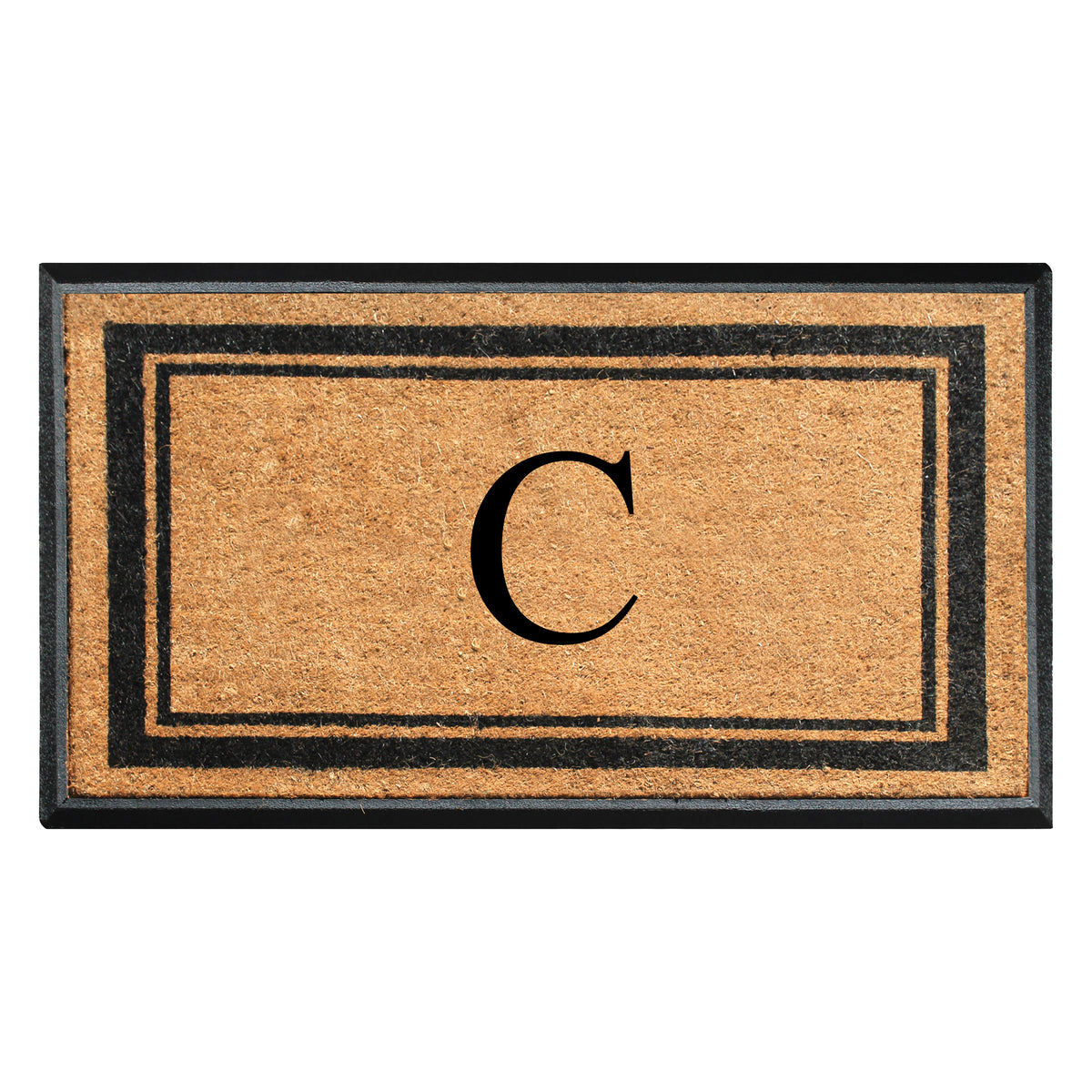 A1HC Personalized Monogram Rubber Coir Door Mat 30" x 48" – Custom Front Door Mat with Non-Slip Rubber Backing for Entryway, Porch & Patio