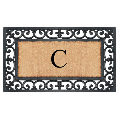 A1HC Natural Rubber & Coir 18x30, Monogrammed Doormat For Outdoor Entrance, Anti-Shed Treated Mat