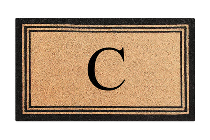 A1HC Personalized Monogram Coir Door Mat – Front Door Mat with Border Design, PVC Backing Outdoor Entryway Doormat
