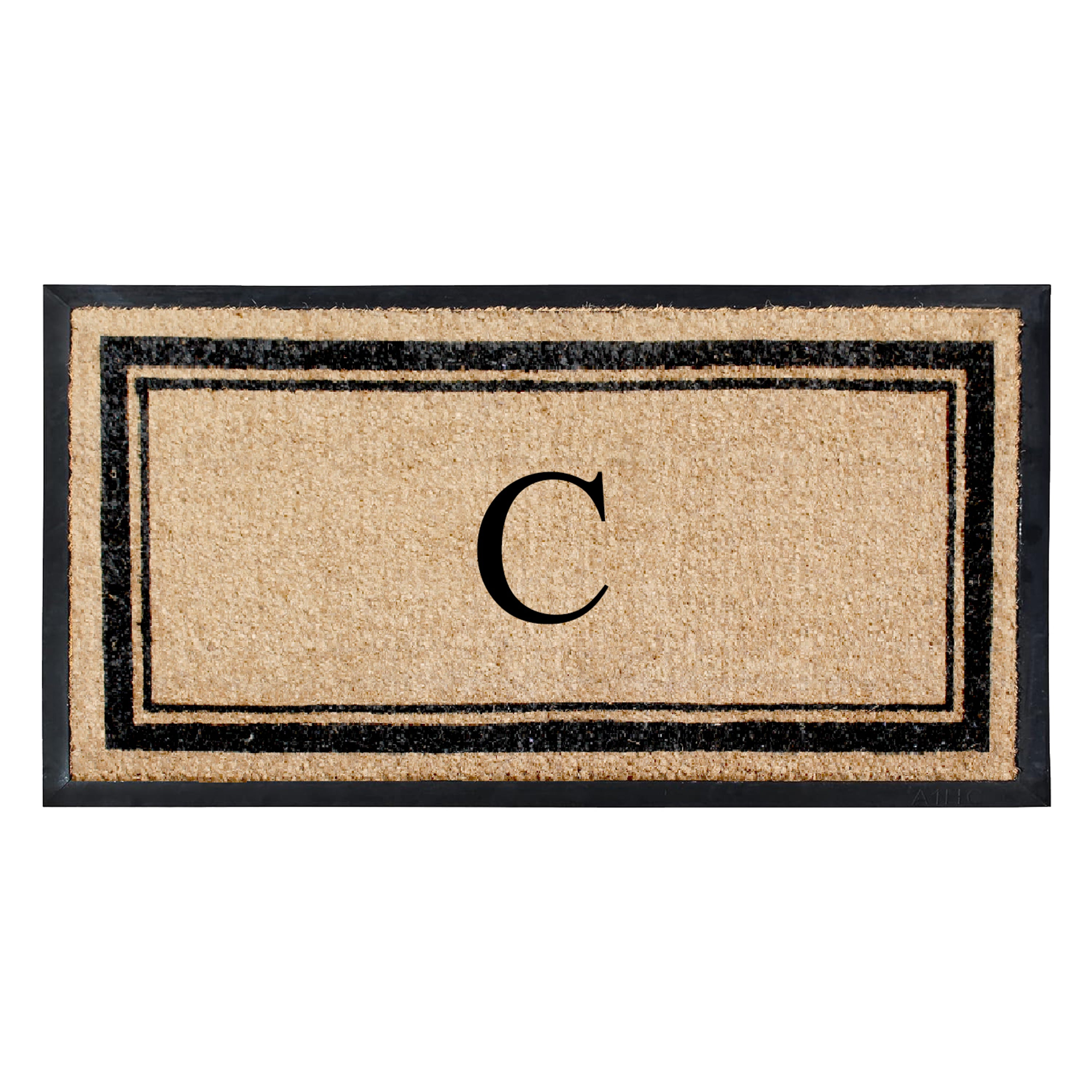 A1HC Luxury Monogrammed Natural Coir Doormat with Heavy-Duty Rubber Border