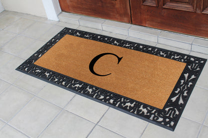 A1HC Natural Coir Monogrammed Outdoor Entrance Door Mat 30X60, Anti-Shed Treated Durable Doormat
