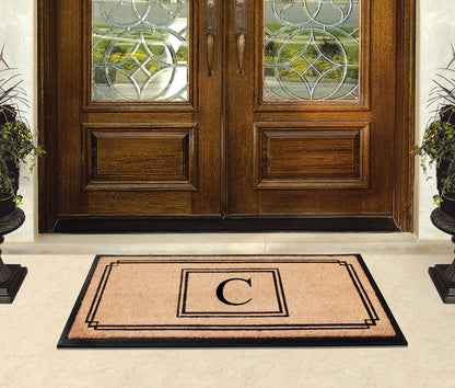 A1HC Natural Coir Monogrammed Heavy Duty Entrance Door Mat 24X48, Anti-Shed Treated Durable Doormat