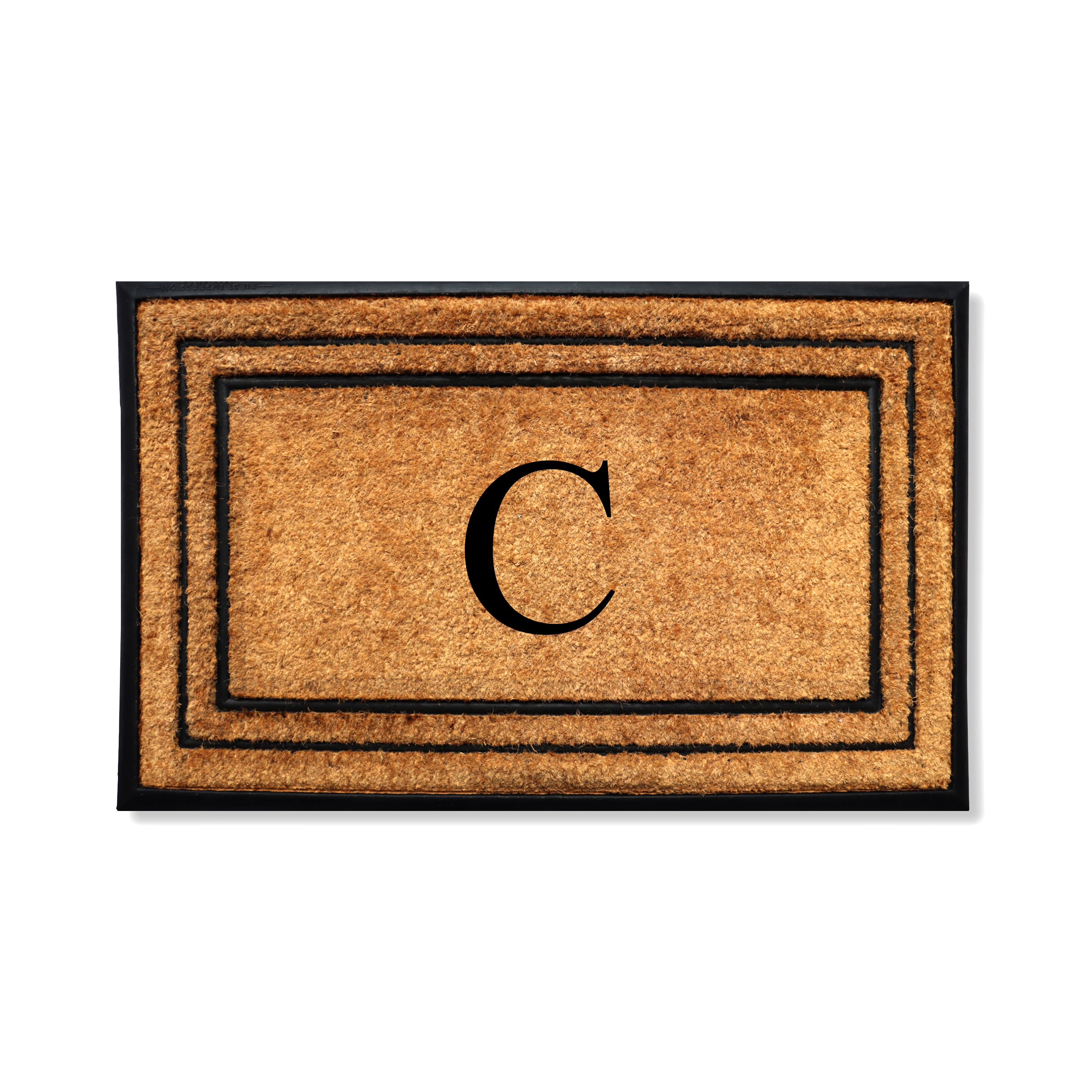 A1HC Personalized Monogram Coir Door Mat 18" x 32" Custom Front Door Entryway Mat with Rubber Border Non-Slip