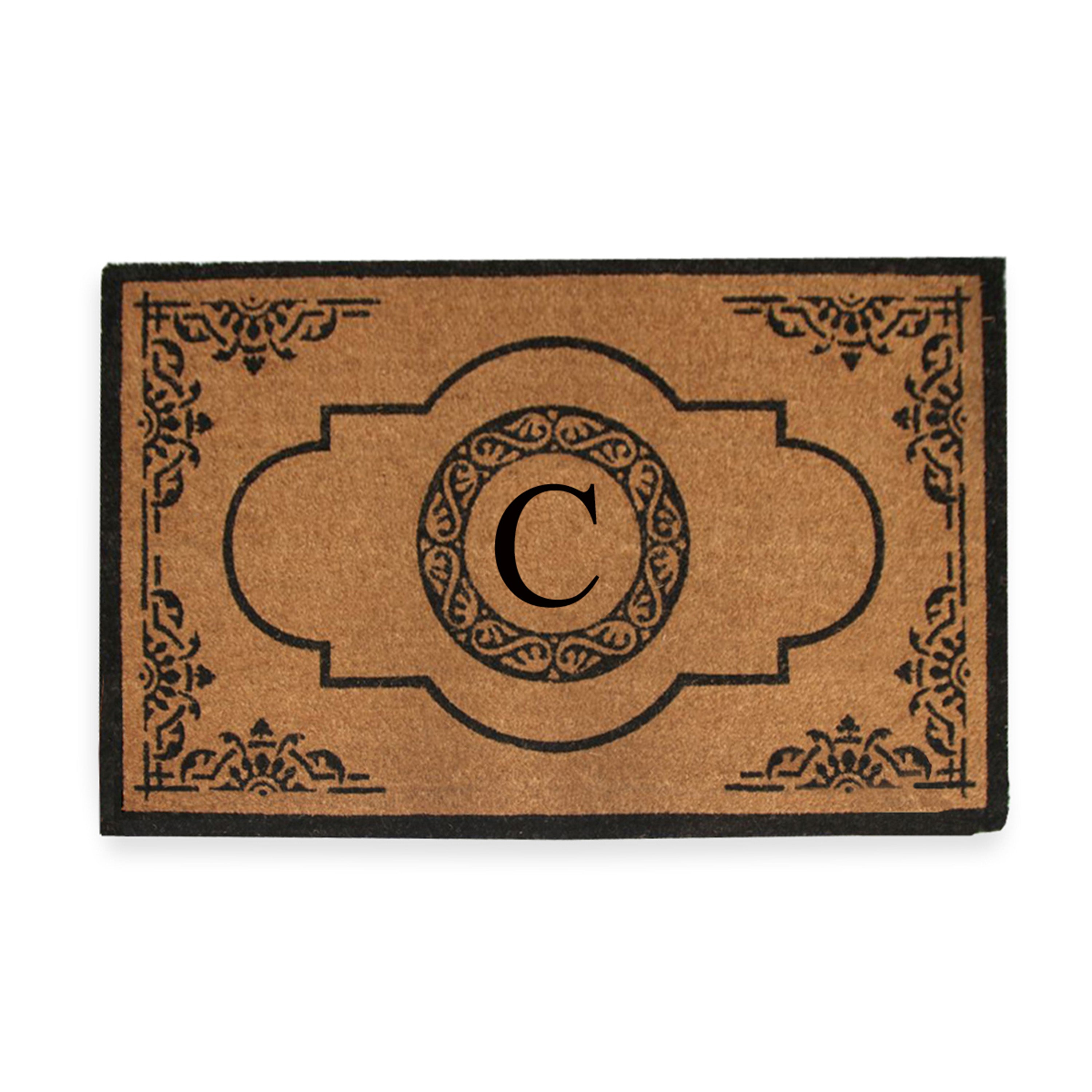 A1HC Personalized Monogram Coir Door Mat – Front Door Mat with Decorative Frame Design, PVC Backing Outdoor Entryway Doormat