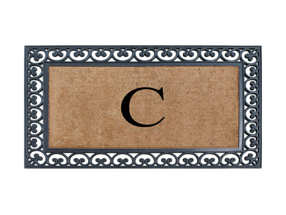 A1HC Natural Rubber & Coir 30x48, Monogrammed Doormat For Outdoor Entrance, Anti-Shed Treated Mat