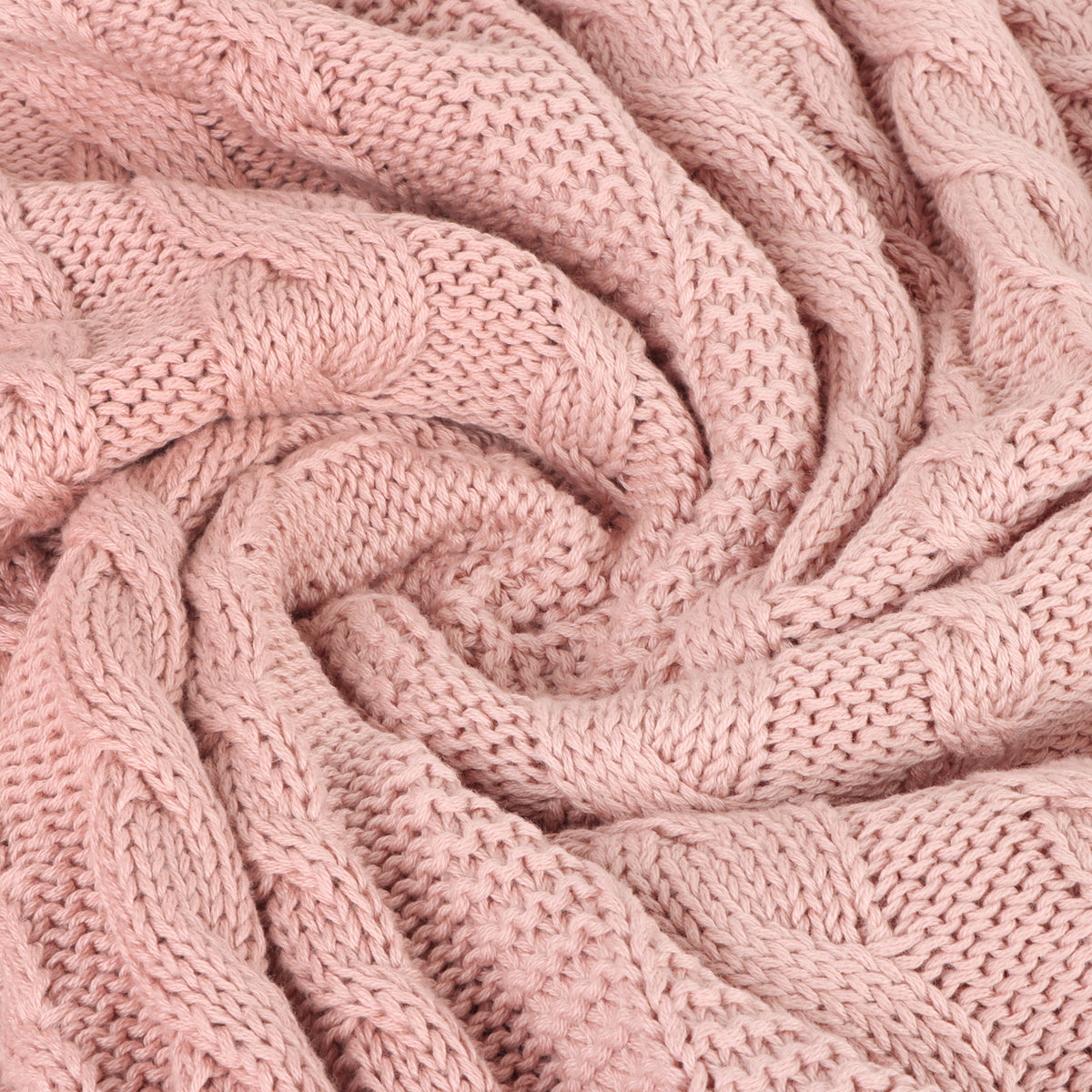 Delara Organic Cotton Throw Blanket 50x70 inches, GOTS Certified Cable Knitted Throws Blanket for Sofa Couch Bed