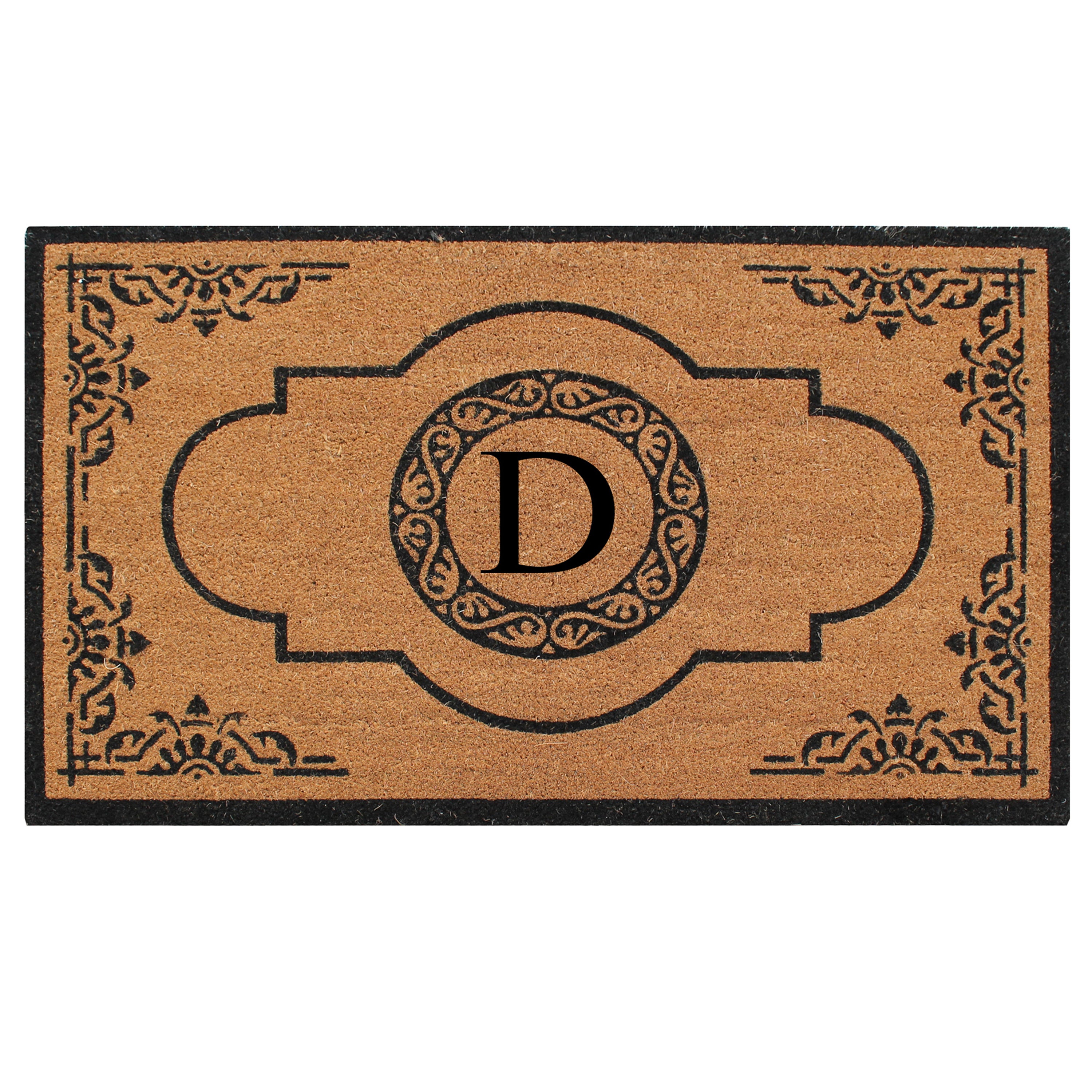 A1HC Personalized Monogram Coir Door Mat – Front Door Mat with Decorative Frame Design, PVC Backing Outdoor Entryway Doormat