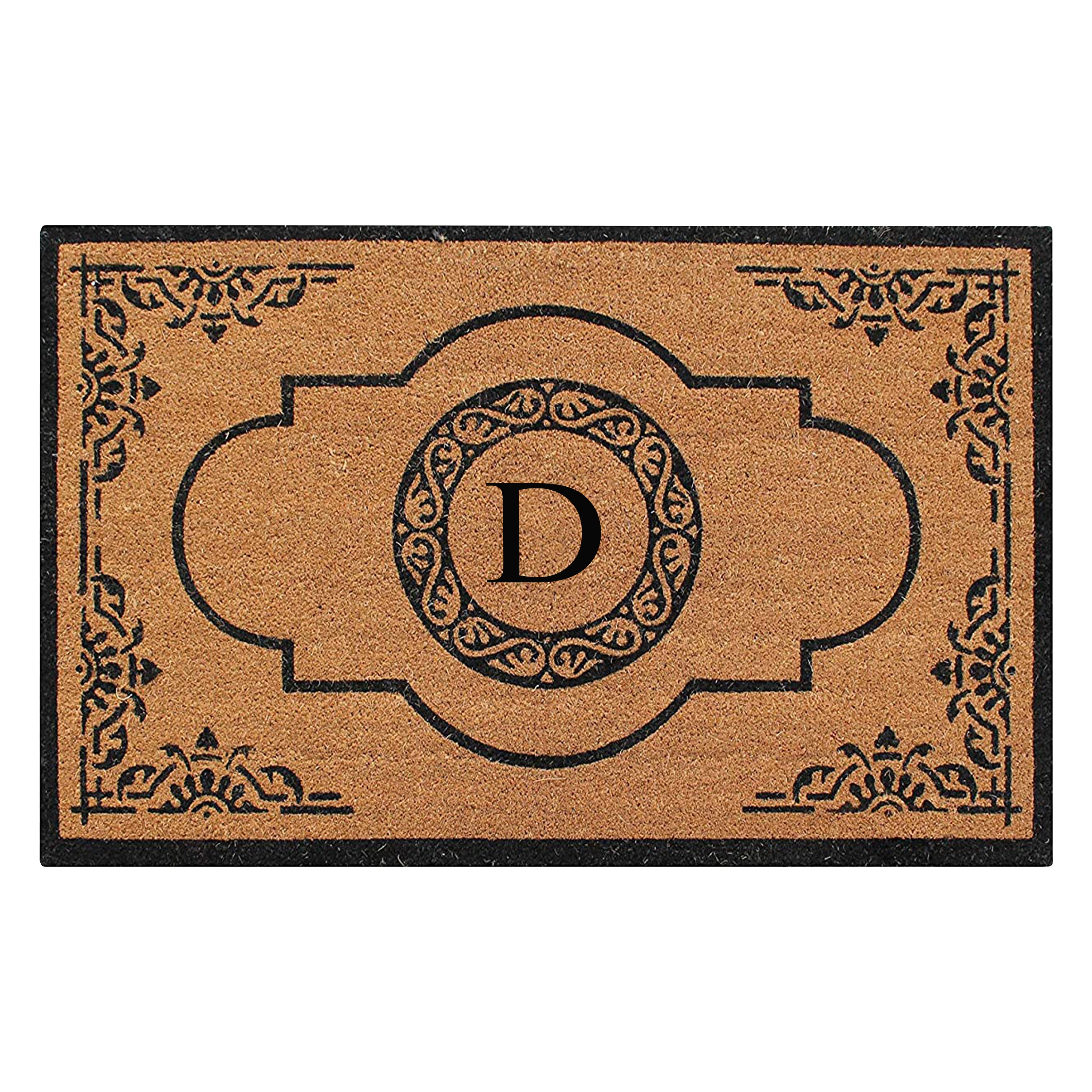 A1HC Personalized Monogram Coir Door Mat – Front Door Mat with Decorative Frame Design, PVC Backing Outdoor Entryway Doormat