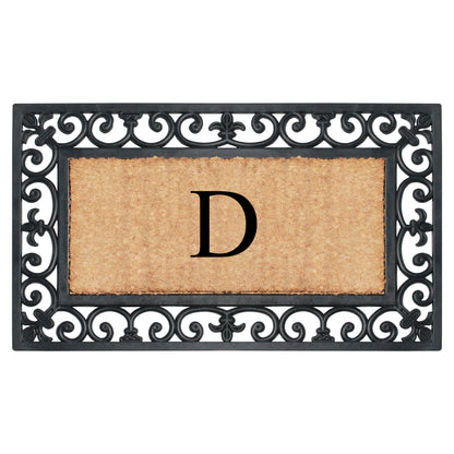 A1HC Natural Rubber & Coir 18x30, Monogrammed Doormat For Outdoor Entrance, Anti-Shed Treated Mat