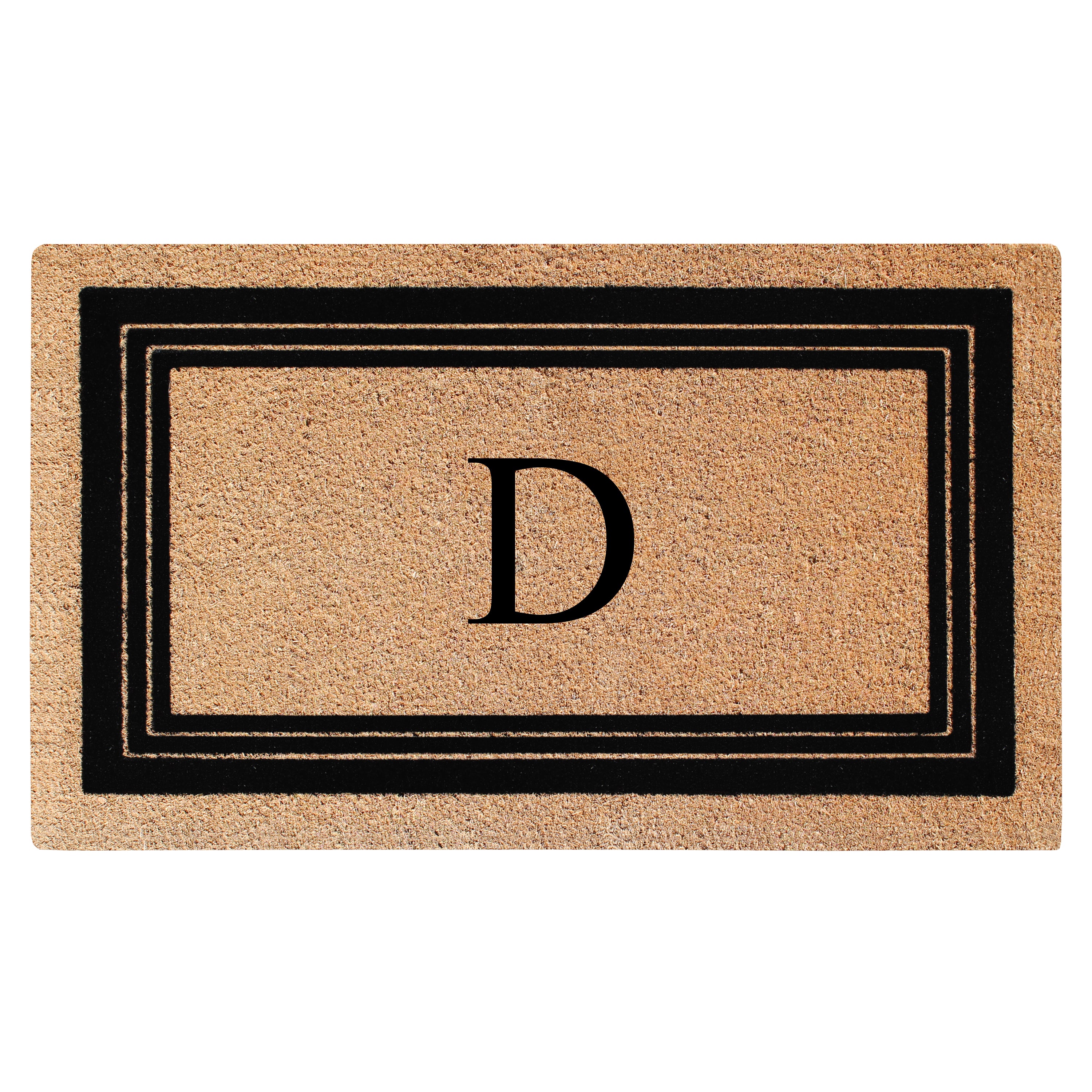 A1HC Personalized Monogrammed Coir Doormat 24" x 39" – Classic Border Coco Fiber Outdoor Front Door Mat