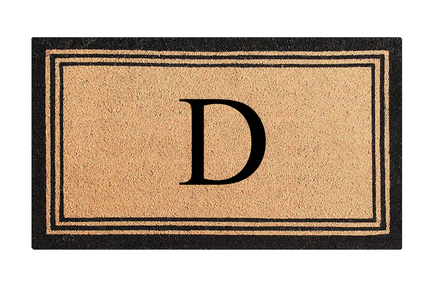 A1HC Personalized Monogram Coir Door Mat – Front Door Mat with Border Design, PVC Backing Outdoor Entryway Doormat