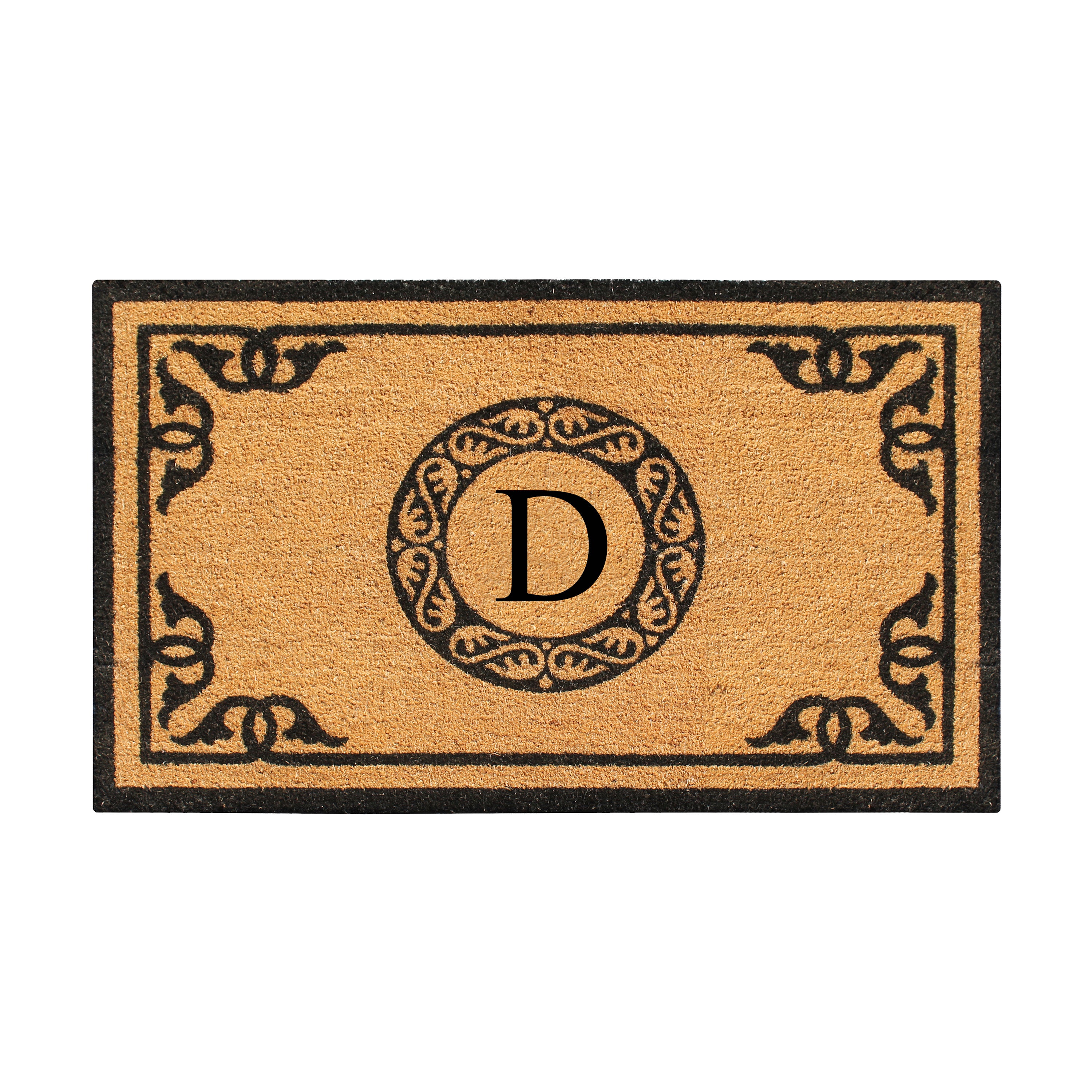 A1HC Personalized Monogram Coir Door Mat – Front Door Mat with Decorative Border, PVC Backing Outdoor Entryway Doormat
