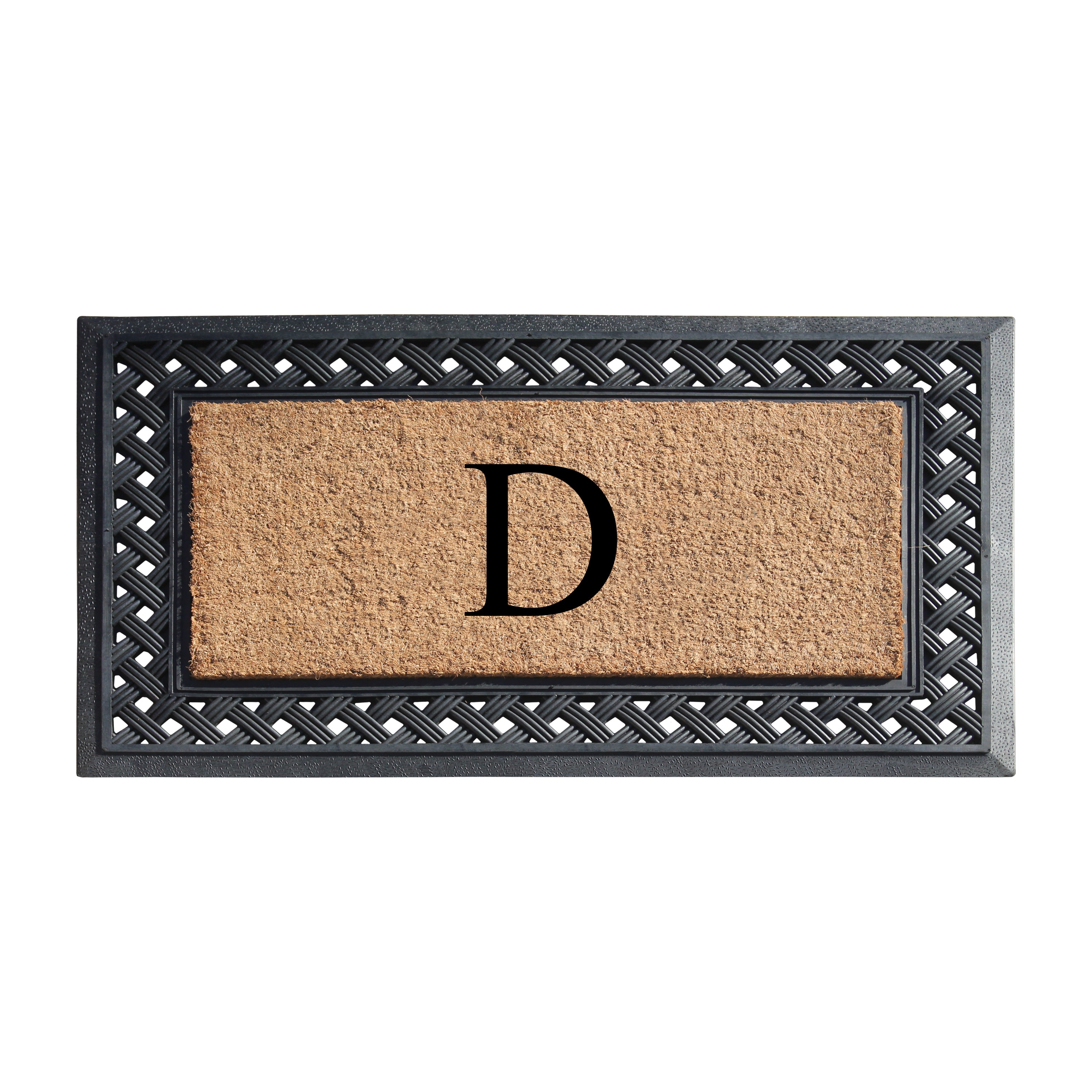 A1HC Personalized Monogram Coir Door Mat with Decorative Rubber Frame Outdoor Entry Mat 23" x 38"