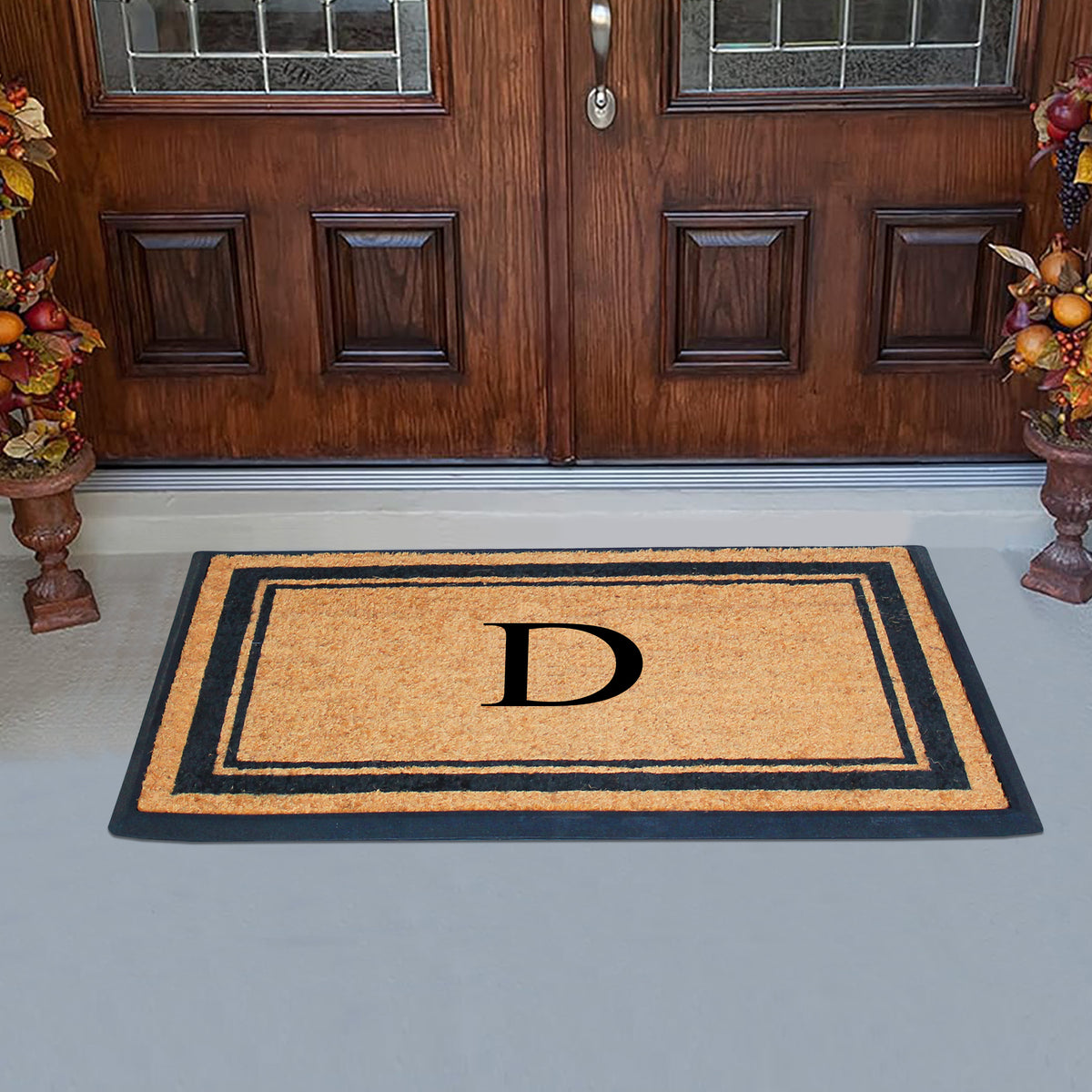 A1HC Personalized Monogram Rubber Coir Door Mat 30" x 48" – Custom Front Door Mat with Non-Slip Rubber Backing for Entryway, Porch & Patio