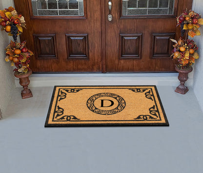 A1HC Natural Coir Door Mat 24x39, Anti-Shed Treated Durable Doormat for Outdoor Entrance Monogrammed