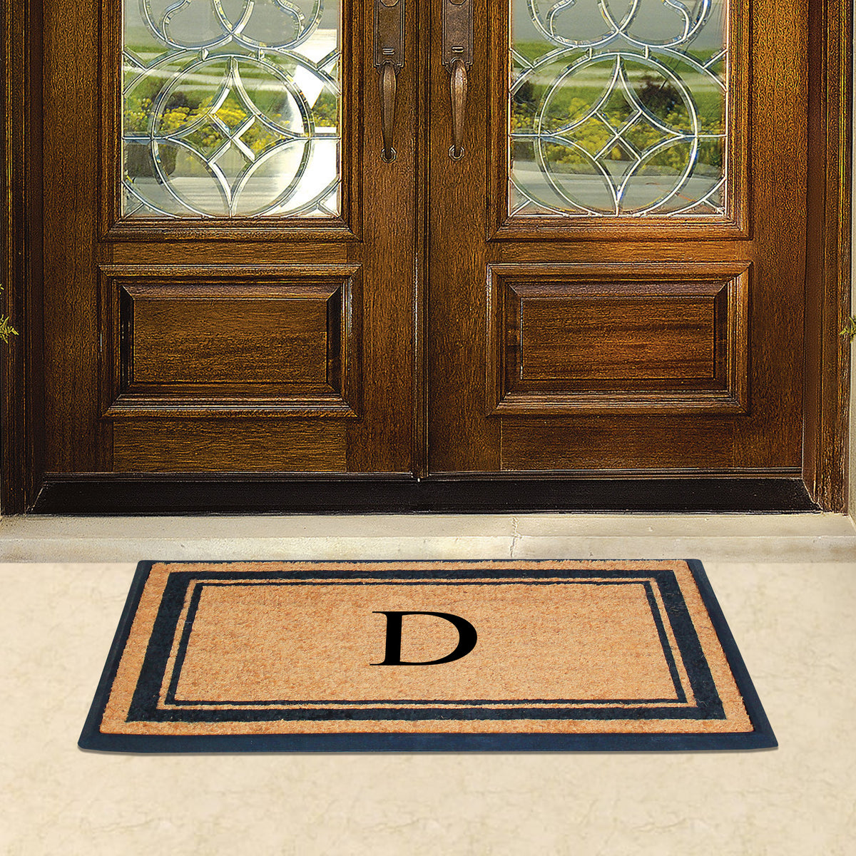 A1HC Personalized Monogram Rubber Coir Door Mat 30" x 48" – Custom Front Door Mat with Non-Slip Rubber Backing for Entryway, Porch & Patio