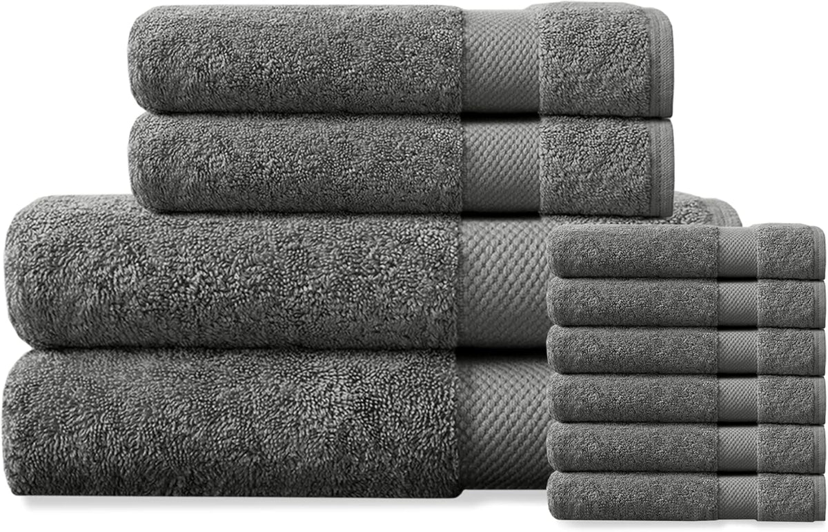Delara Organic Cotton Luxuriously Plush Bath Towel Set, GOTS & Oeko-TEX Certified, 650 GSM Long Staple, Soft, Quick Dry & Ultra-Absorbent