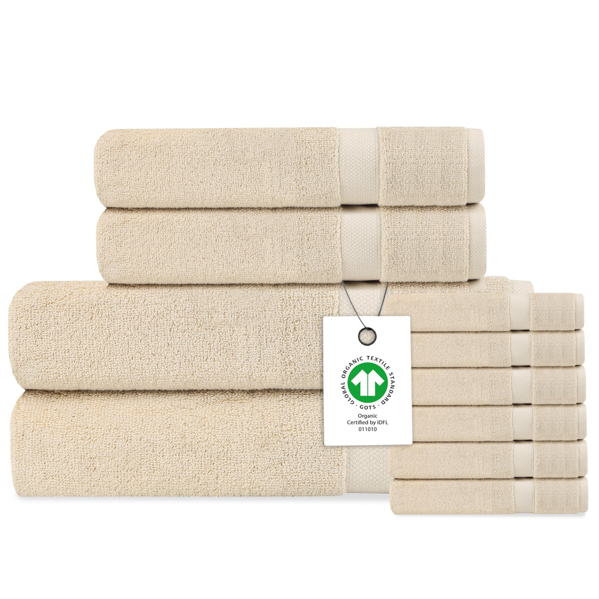 Delara Organic Cotton Luxuriously Plush Bath Towel Set, GOTS & Oeko-TEX Certified, 650 GSM Long Staple, Soft, Quick Dry & Ultra-Absorbent