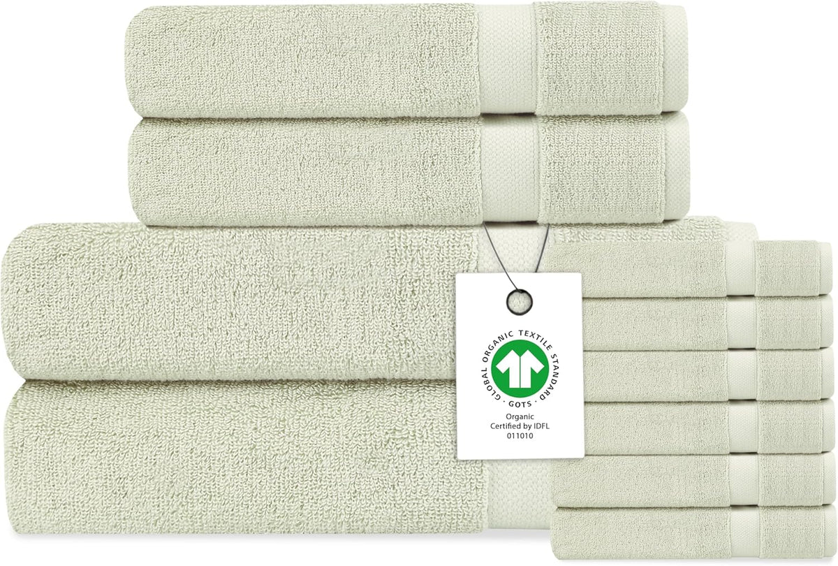 Delara Organic Cotton Luxuriously Plush Bath Towel Set, GOTS & Oeko-TEX Certified, 650 GSM Long Staple, Soft, Quick Dry & Ultra-Absorbent