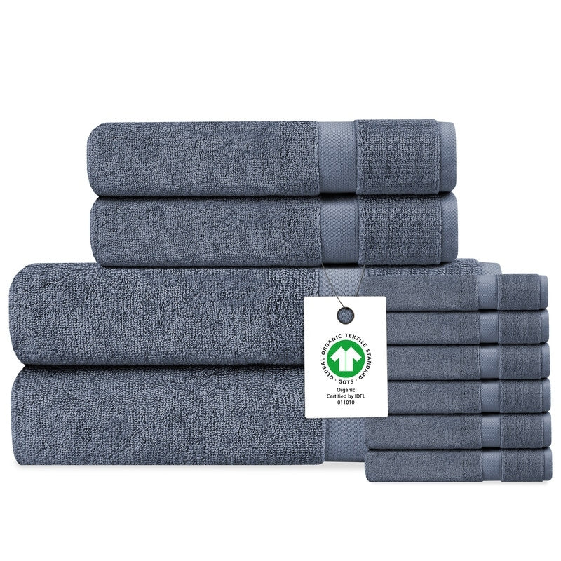 Delara Organic Cotton Luxuriously Plush Bath Towel Set, GOTS & Oeko-TEX Certified, 650 GSM Long Staple, Soft, Quick Dry & Ultra-Absorbent