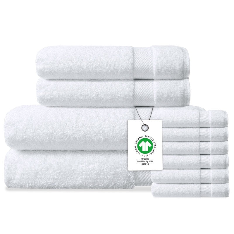 Delara Organic Cotton Luxuriously Plush Bath Towel Set, GOTS & Oeko-TEX Certified, 650 GSM Long Staple, Soft, Quick Dry & Ultra-Absorbent