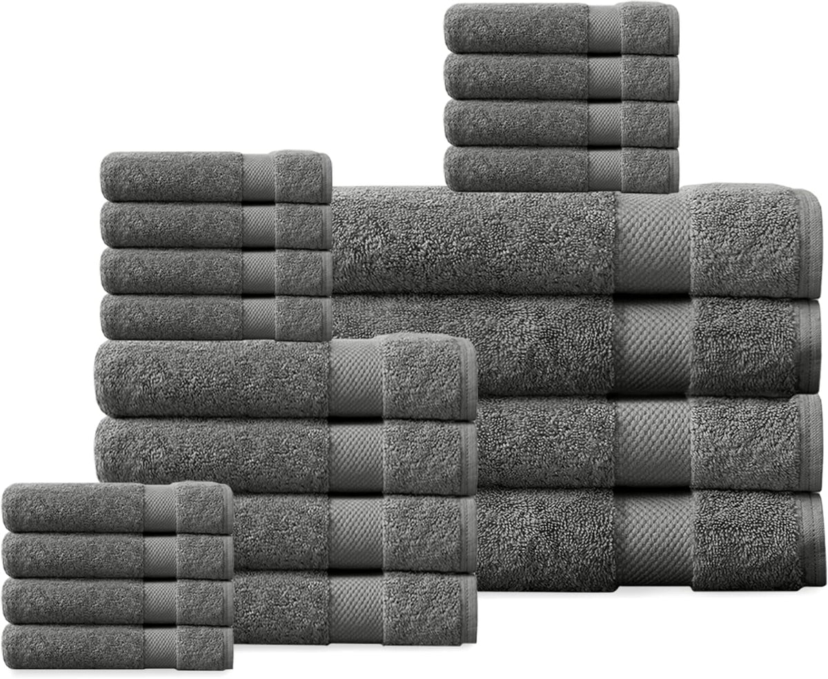 Delara Organic Cotton Luxuriously Plush Bath Towel Set, GOTS & Oeko-TEX Certified, 650 GSM Long Staple, Soft, Quick Dry & Ultra-Absorbent