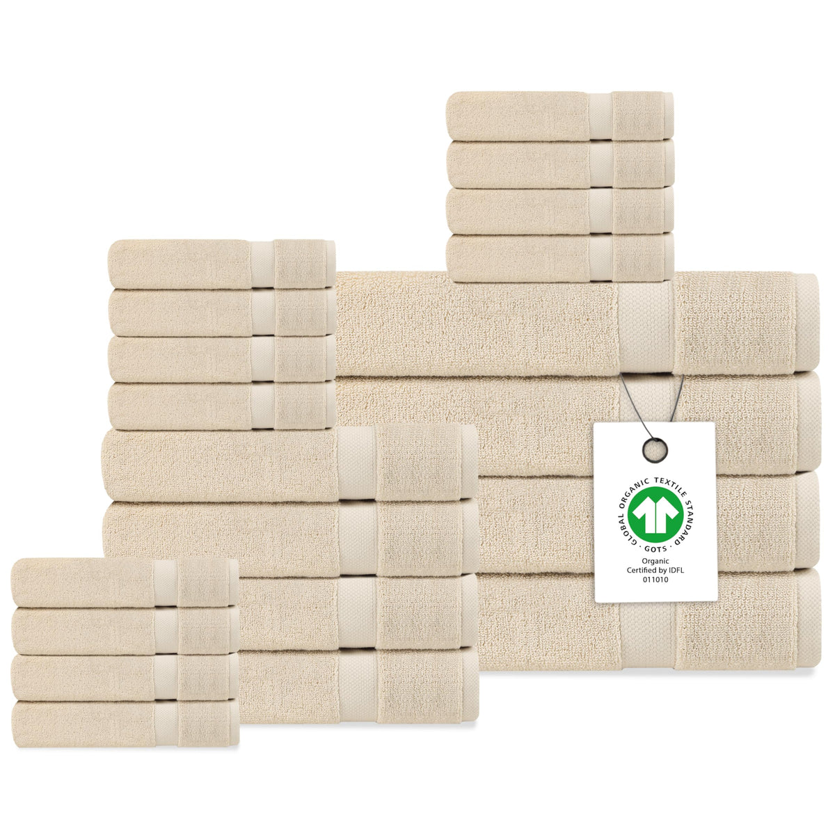 Delara Organic Cotton Luxuriously Plush Bath Towel Set, GOTS & Oeko-TEX Certified, 650 GSM Long Staple, Soft, Quick Dry & Ultra-Absorbent