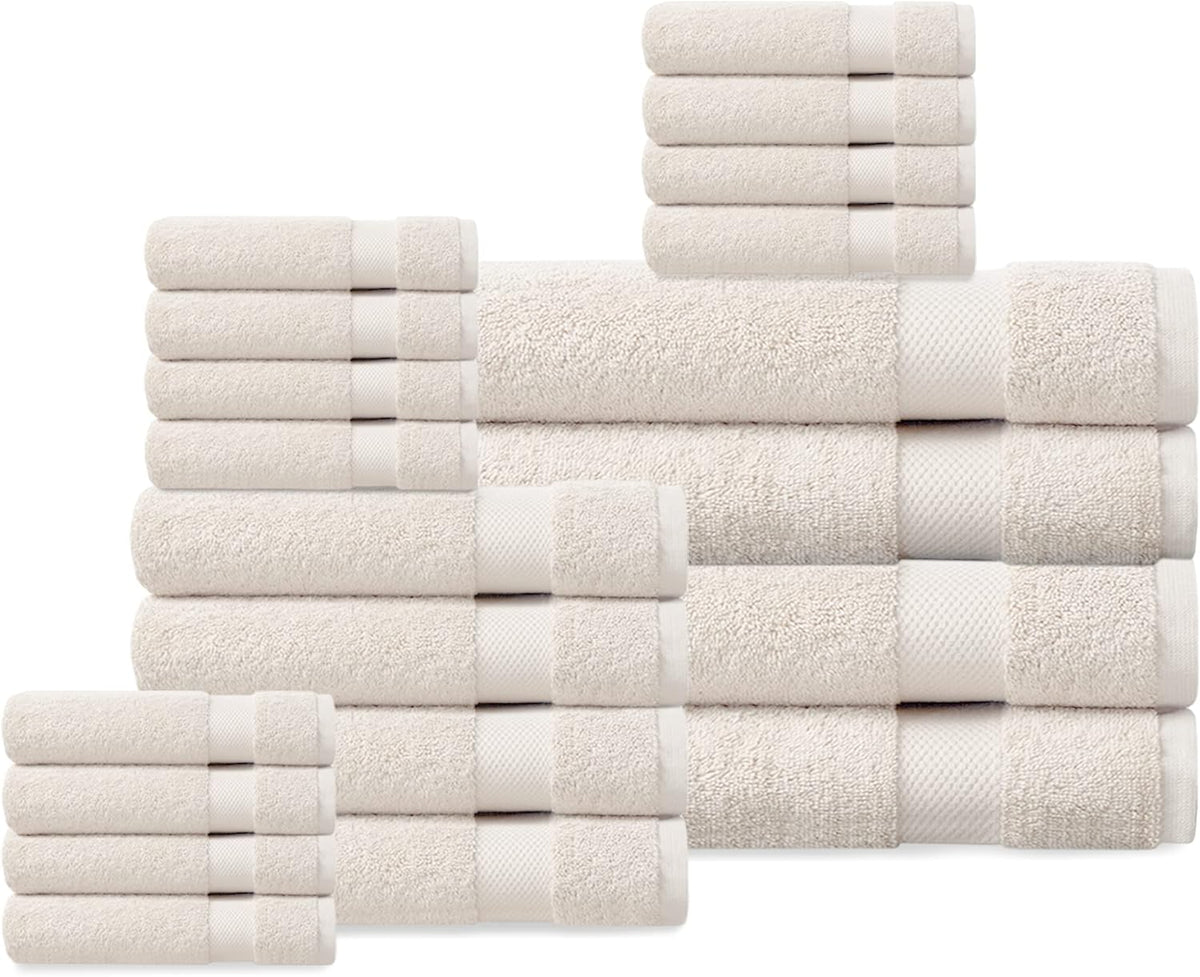 Delara Organic Cotton Luxuriously Plush Bath Towel Set, GOTS & Oeko-TEX Certified, 650 GSM Long Staple, Soft, Quick Dry & Ultra-Absorbent