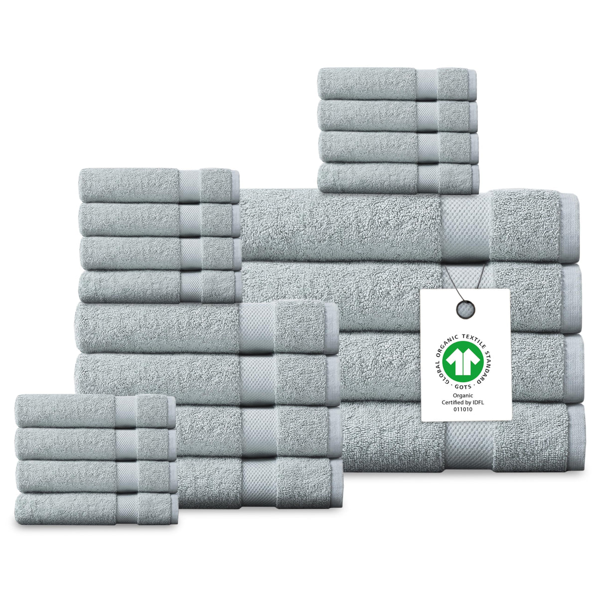 Delara Organic Cotton Luxuriously Plush Bath Towel Set, GOTS & Oeko-TEX Certified, 650 GSM Long Staple, Soft, Quick Dry & Ultra-Absorbent