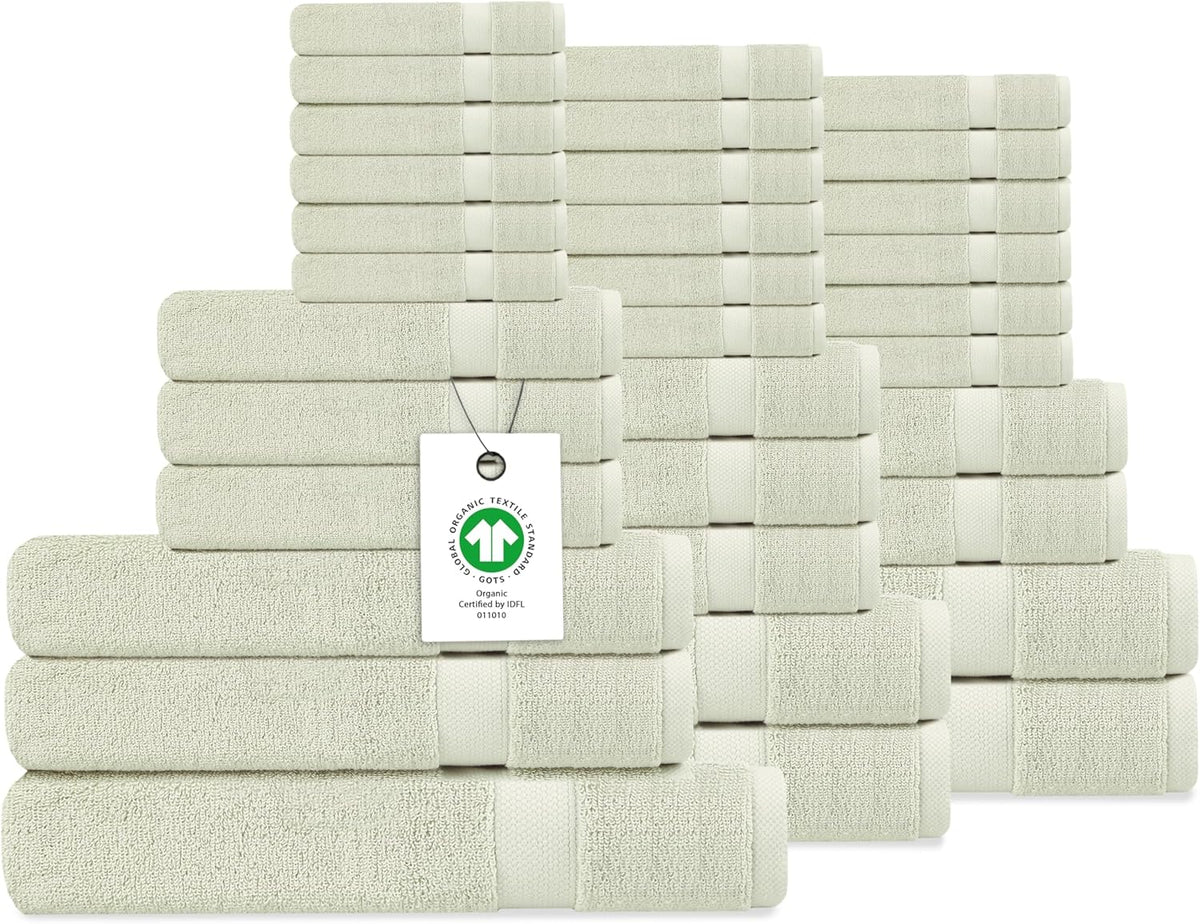 Delara Organic Cotton Luxuriously Plush Bath Towel Set, GOTS & Oeko-TEX Certified, 650 GSM Long Staple, Soft, Quick Dry & Ultra-Absorbent