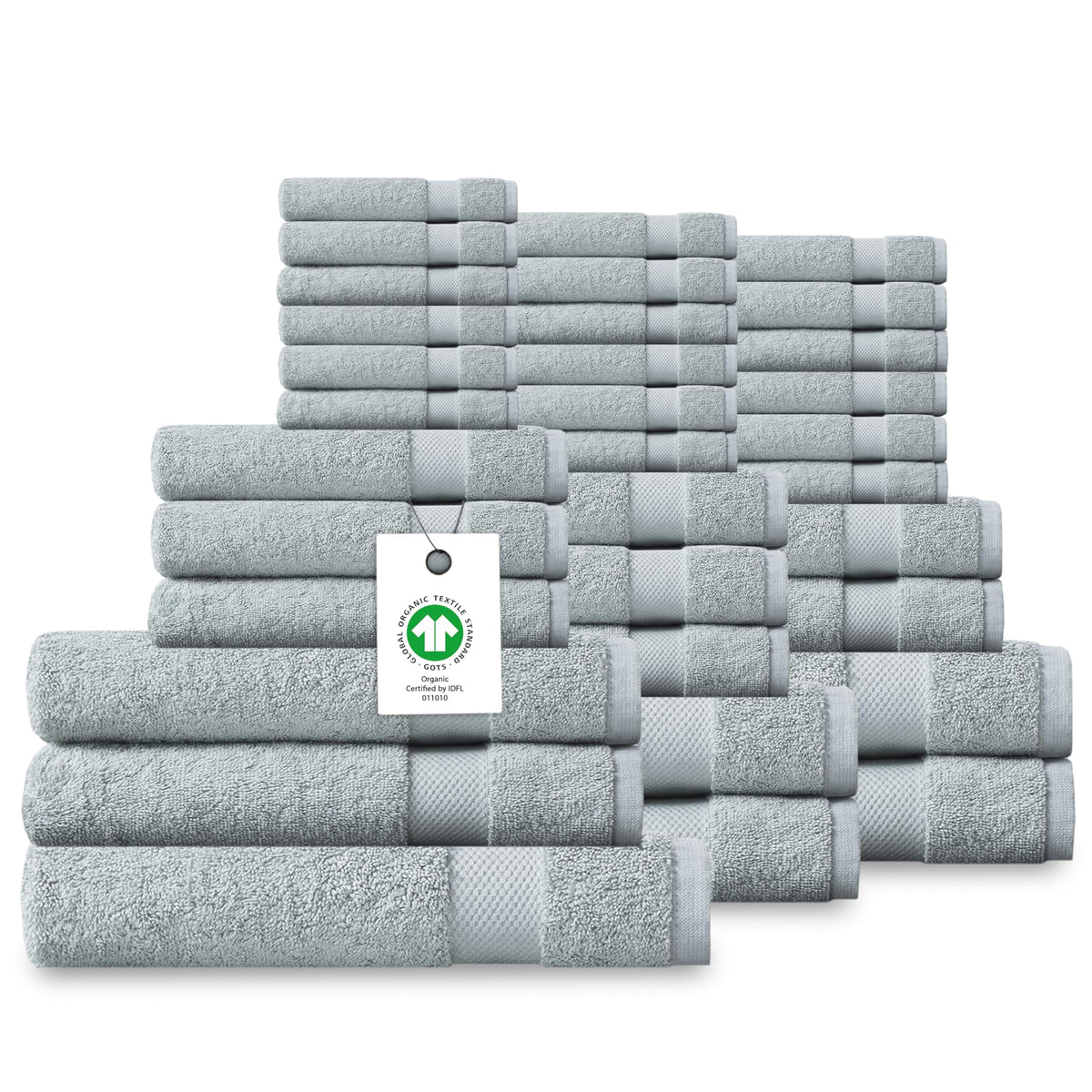 Delara Organic Cotton Luxuriously Plush Bath Towel Set, GOTS & Oeko-TEX Certified, 650 GSM Long Staple, Soft, Quick Dry & Ultra-Absorbent