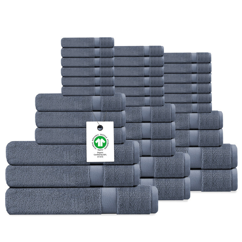Delara Organic Cotton Luxuriously Plush Bath Towel Set, GOTS & Oeko-TEX Certified, 650 GSM Long Staple, Soft, Quick Dry & Ultra-Absorbent