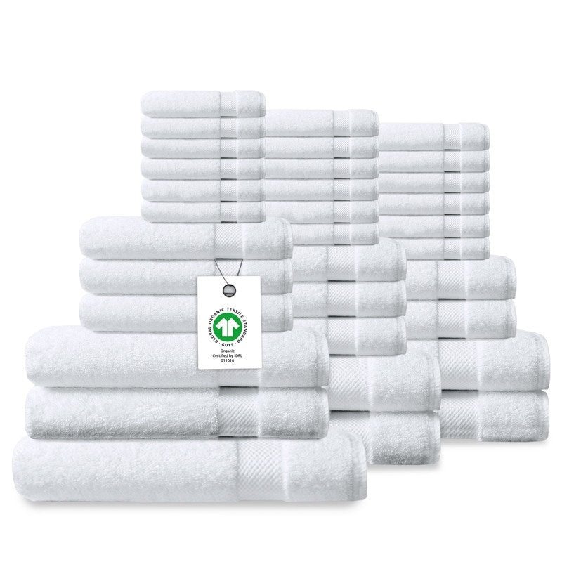 Delara Organic Cotton Luxuriously Plush Bath Towel Set, GOTS & Oeko-TEX Certified, 650 GSM Long Staple, Soft, Quick Dry & Ultra-Absorbent