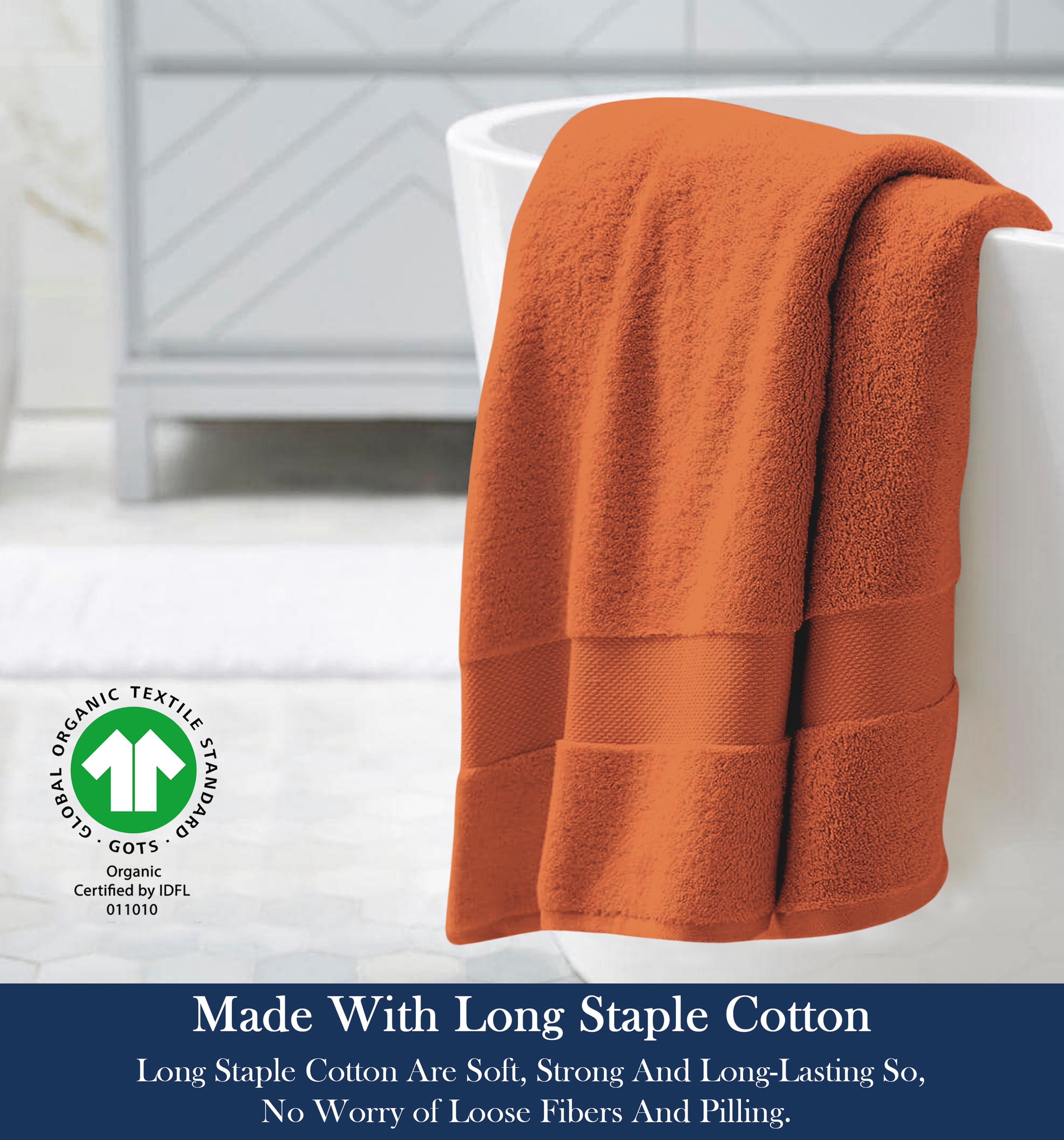 Delara Organic Cotton Luxuriously Plush Bath Sheet, GOTS & Oeko-TEX Certified, Soft, Quick Dry & Ultra-Absorbent 36"x70"